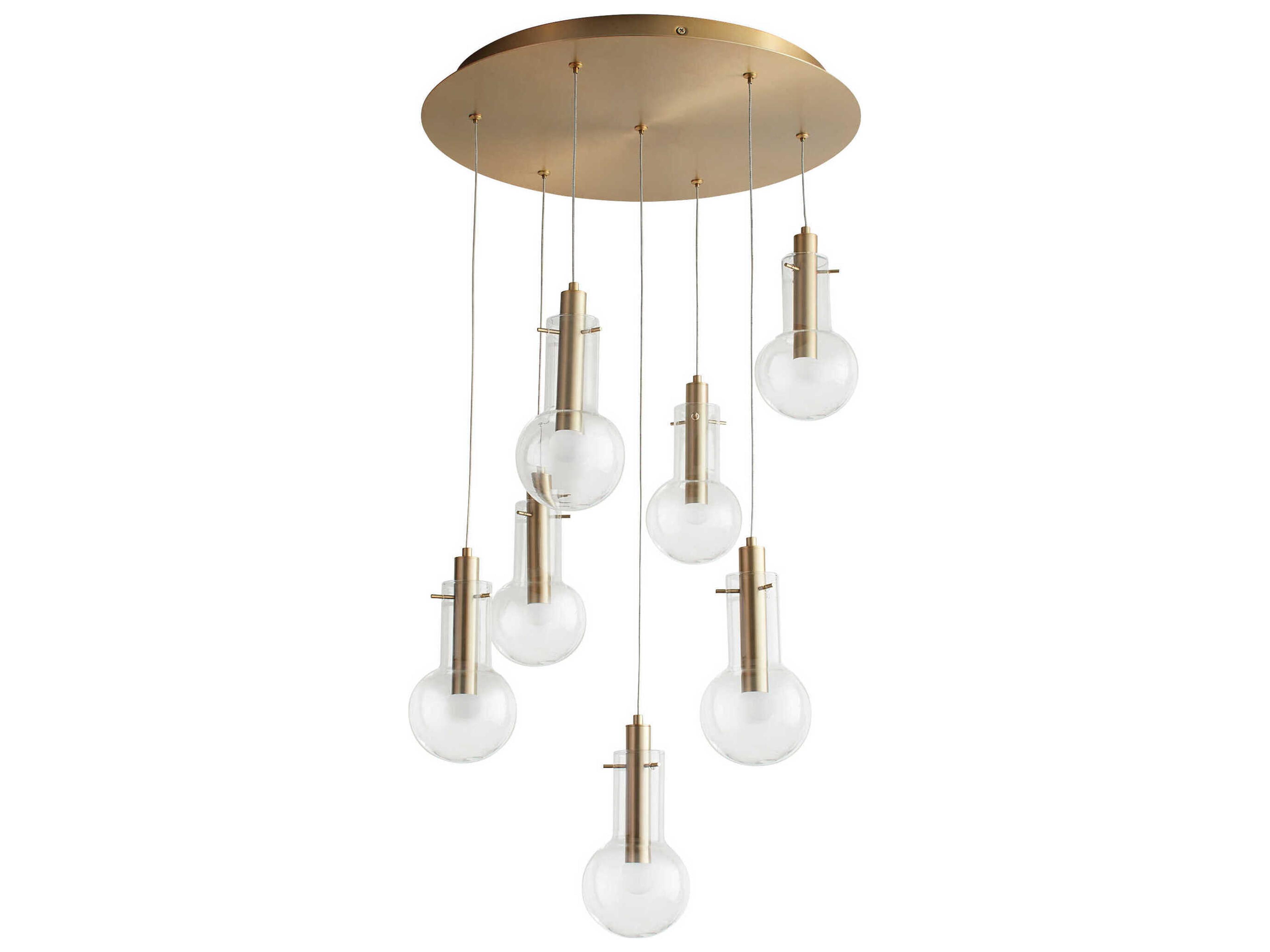 Oxygen by Quorum Primo 7-Light Aged Brass Pendant