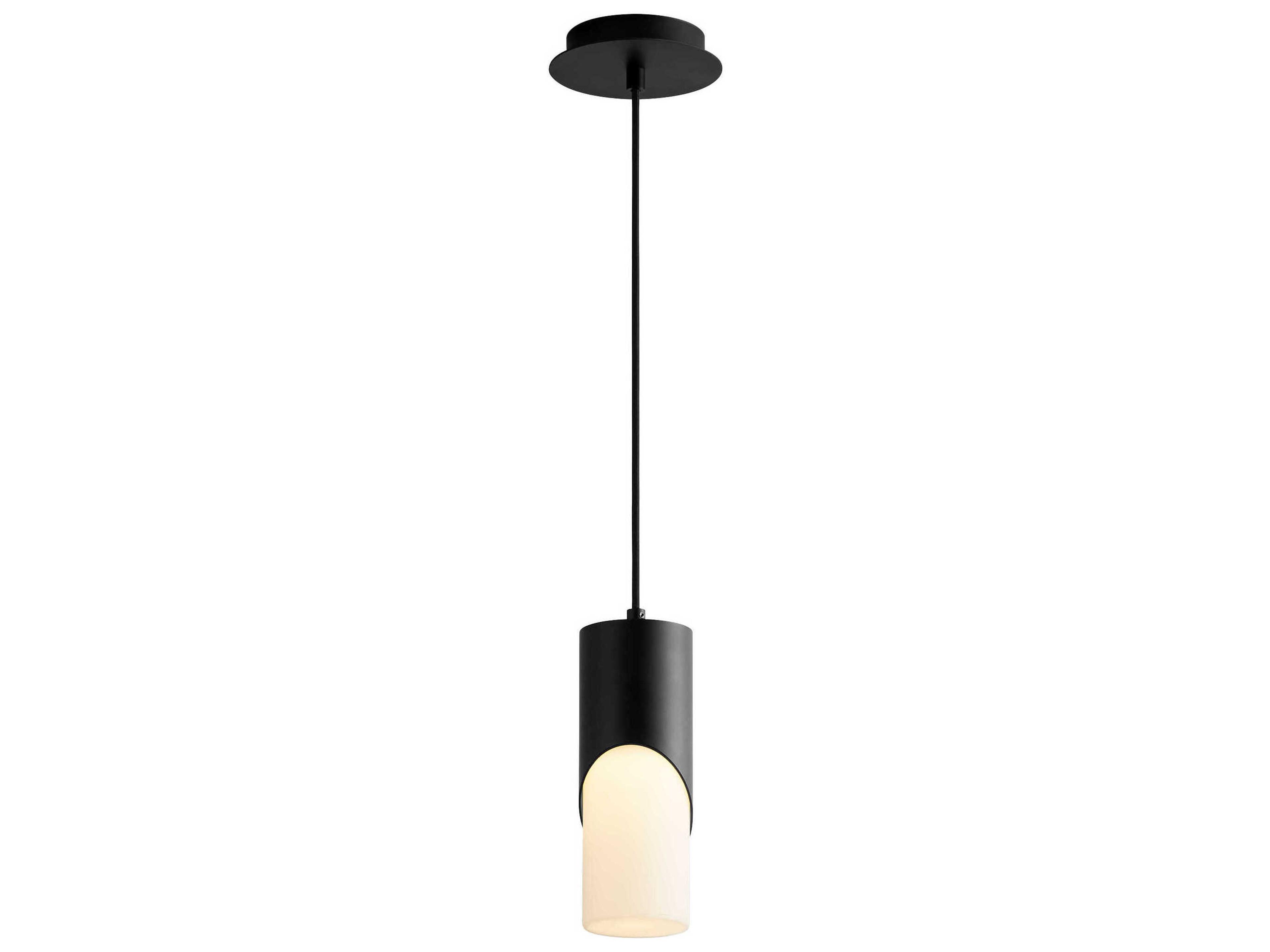 Oxygen by Quorum Ellipse 1-Light Black Cylinder Mini Pendant