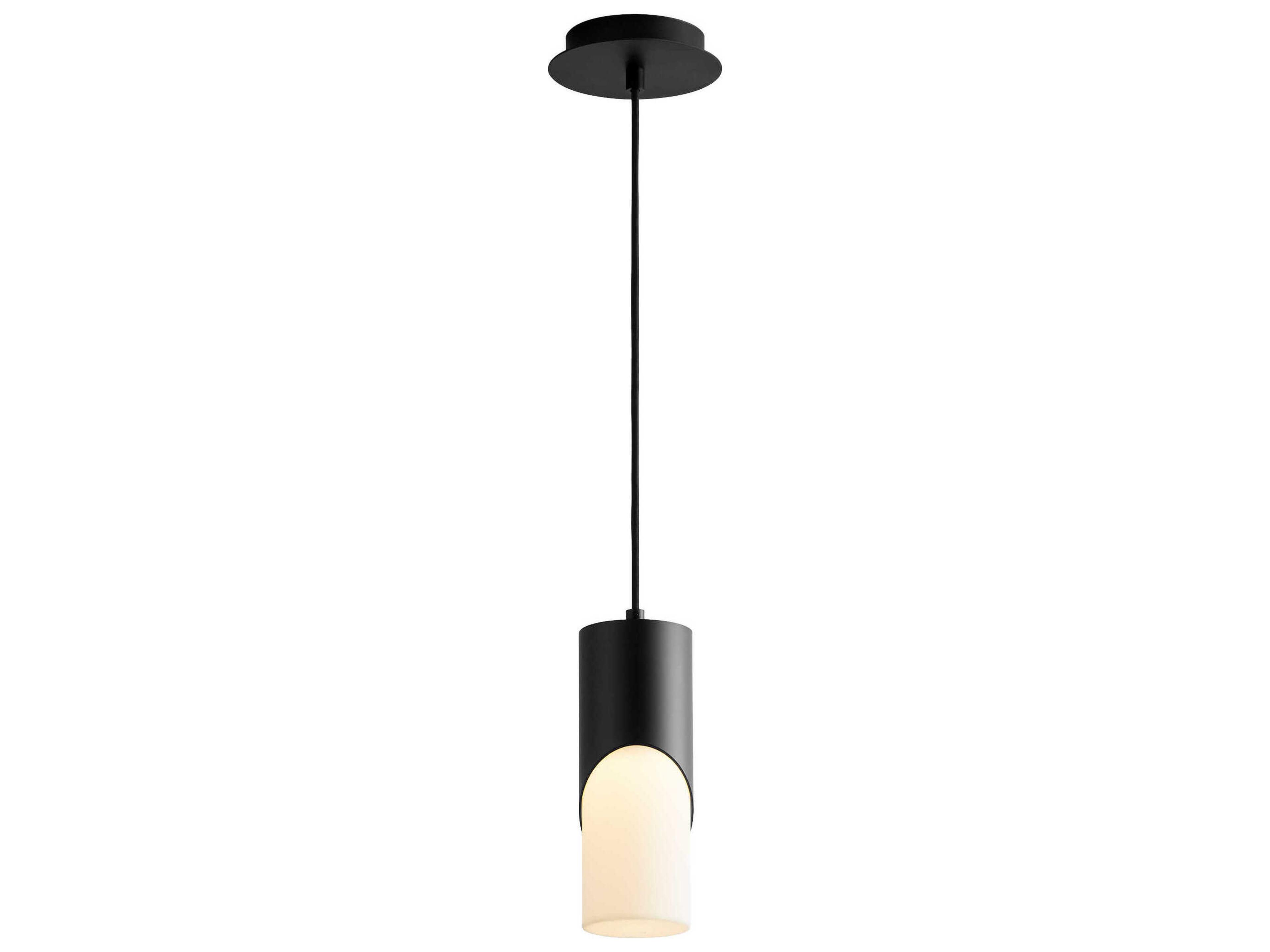 Oxygen by Quorum Ellipse 1-Light Black Cylinder Mini Pendant
