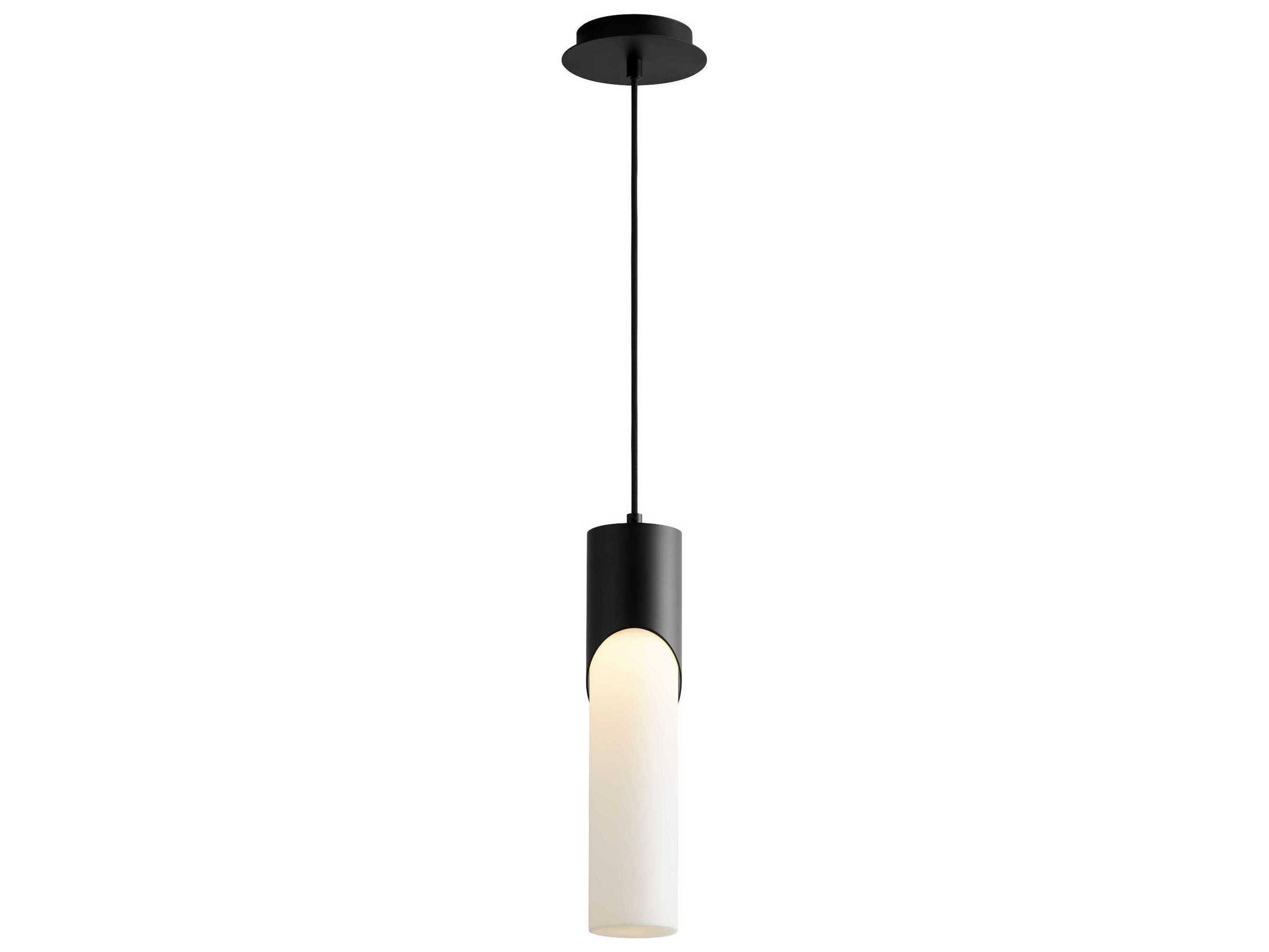 Oxygen by Quorum Ellipse 1-Light Black Cylinder Mini Pendant