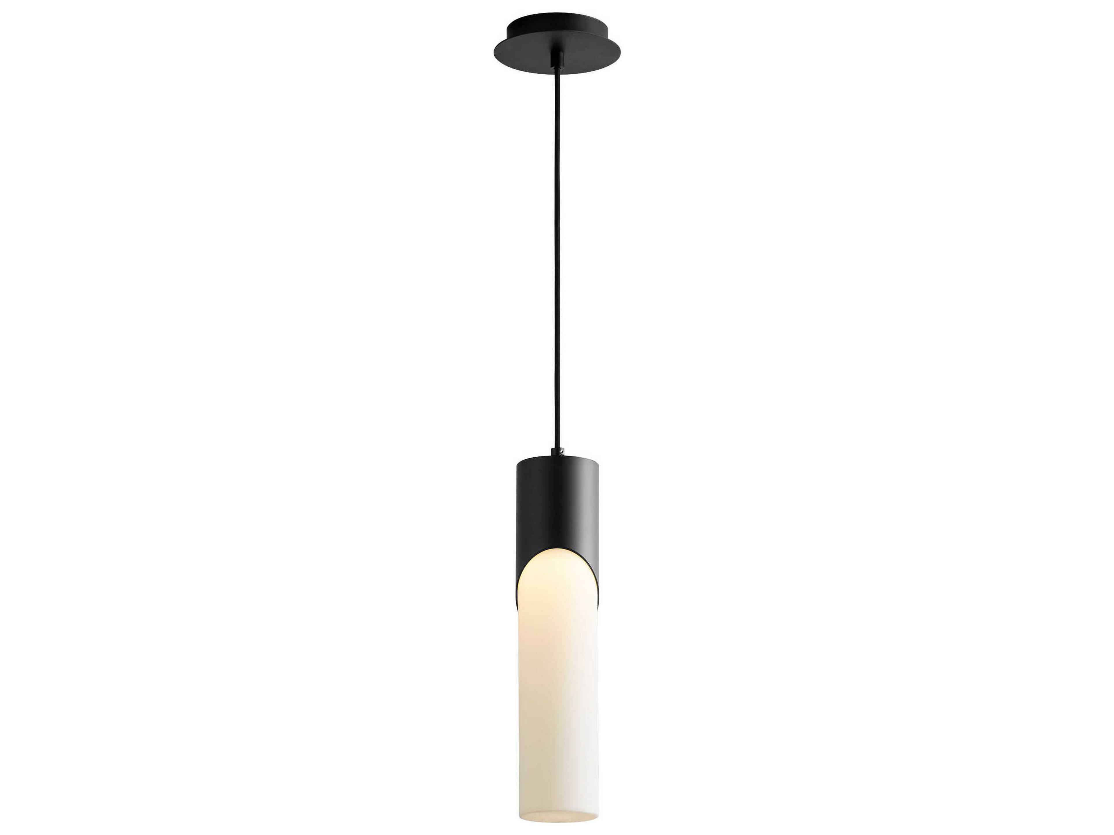Oxygen by Quorum Ellipse 1-Light Black Cylinder Mini Pendant