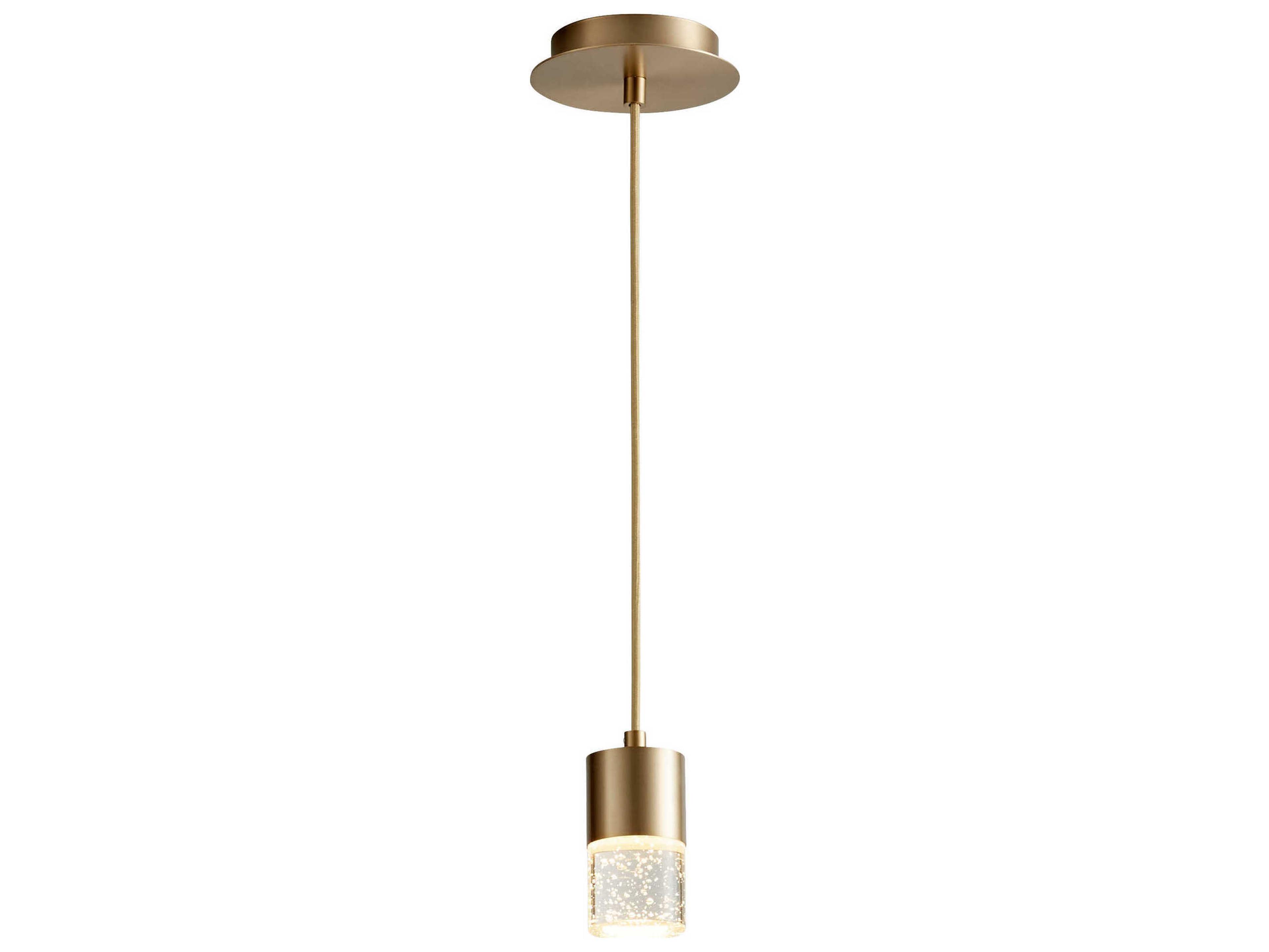 Oxygen by Quorum Spirit 1-Light Aged Brass Cylinder Linear Mini Pendant