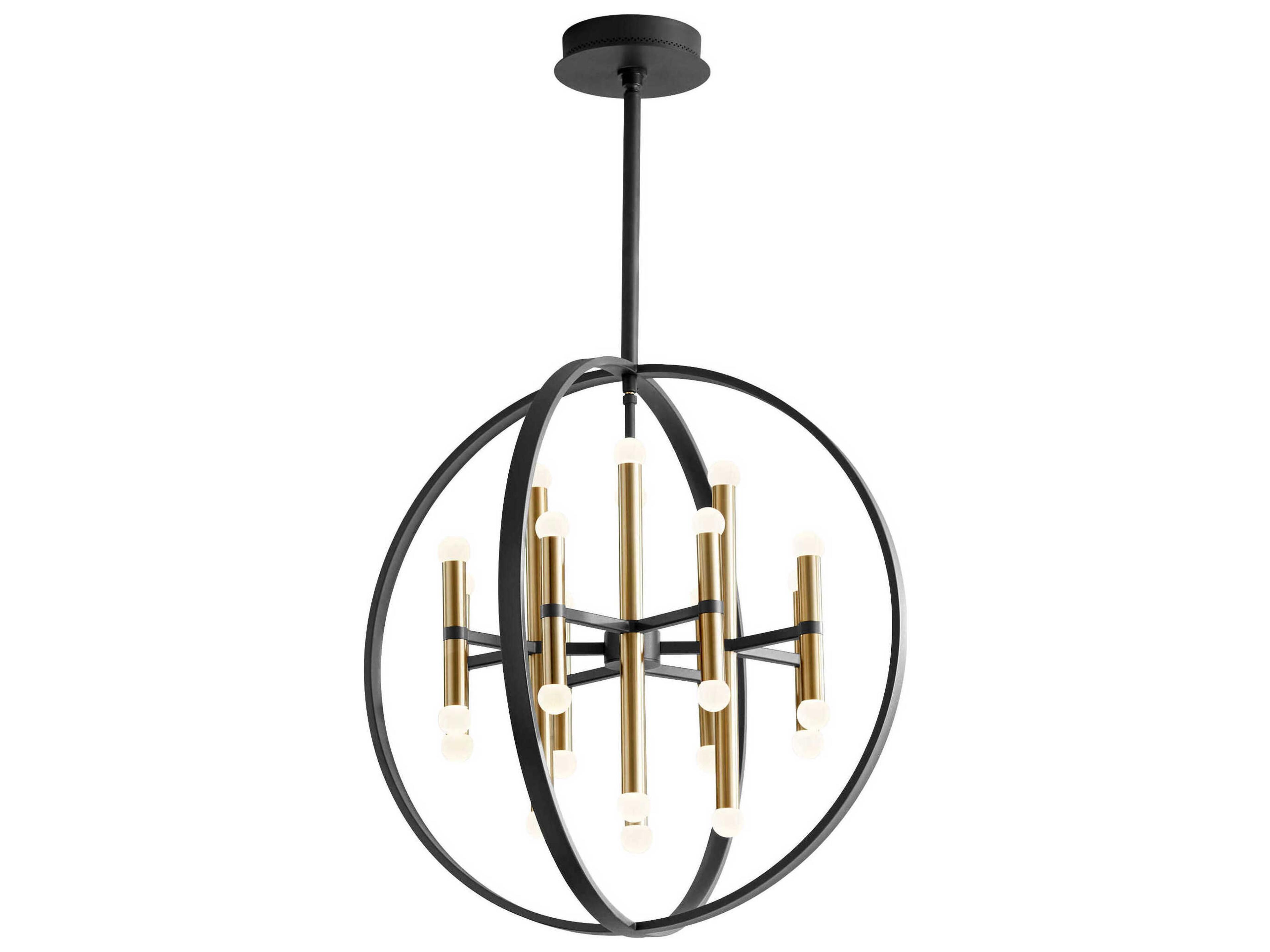 Oxygen by Quorum Nero 24-Light Black Aged Brass Linear Chandelier