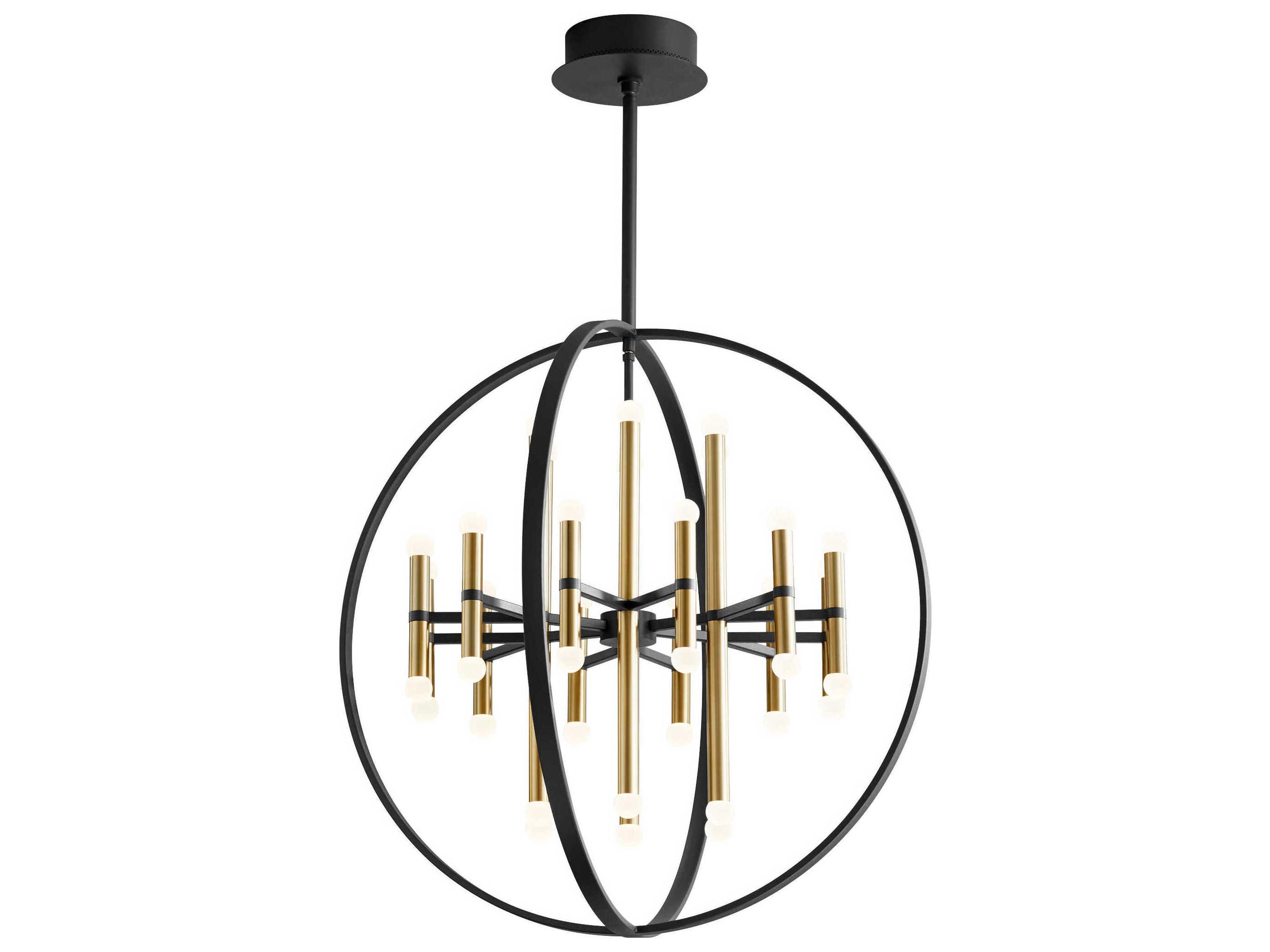 Oxygen by Quorum Nero 24-Light Black Aged Brass Linear Chandelier