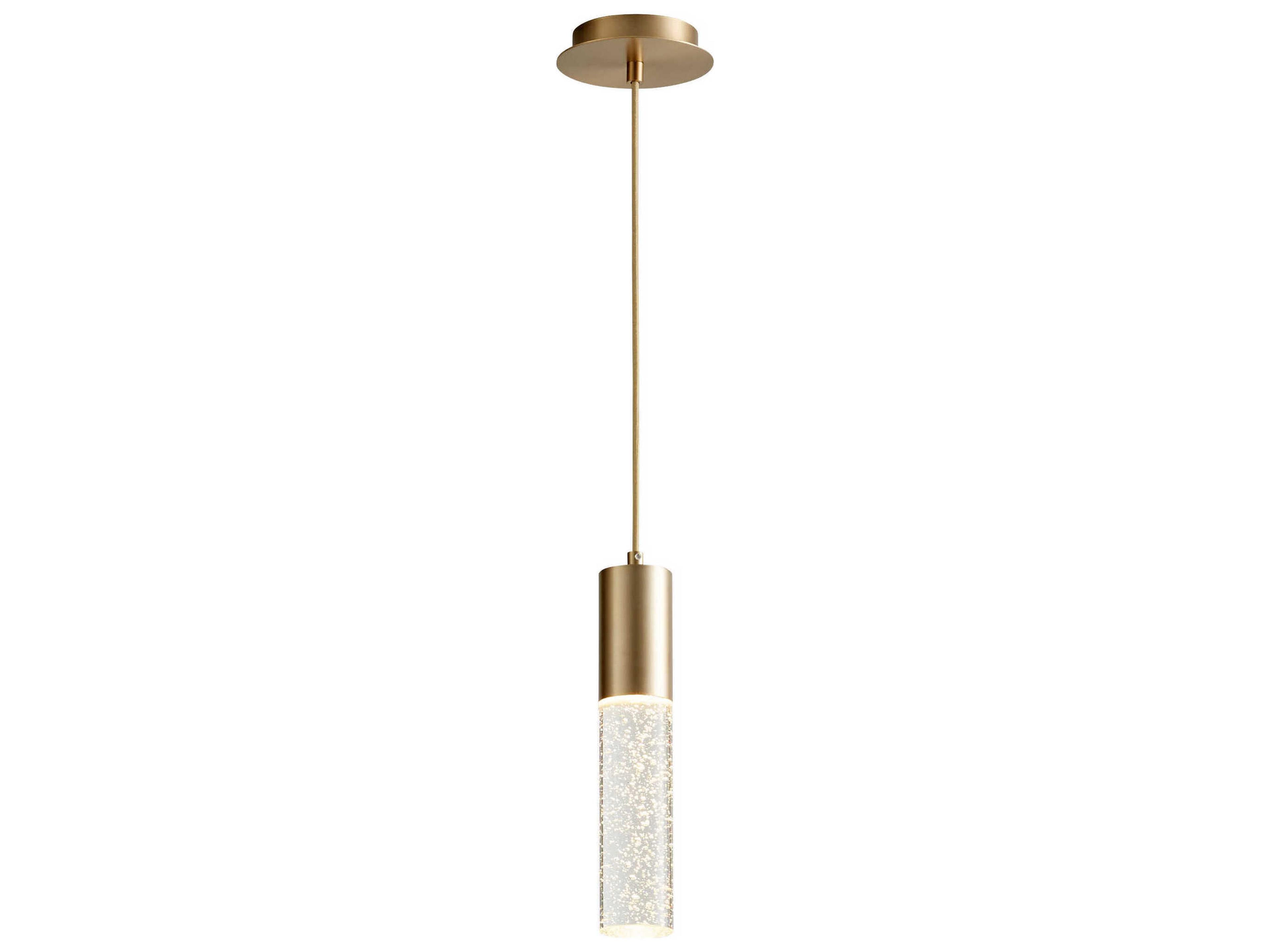 Oxygen by Quorum Spirit 1-Light Aged Brass Cylinder Linear Mini Pendant