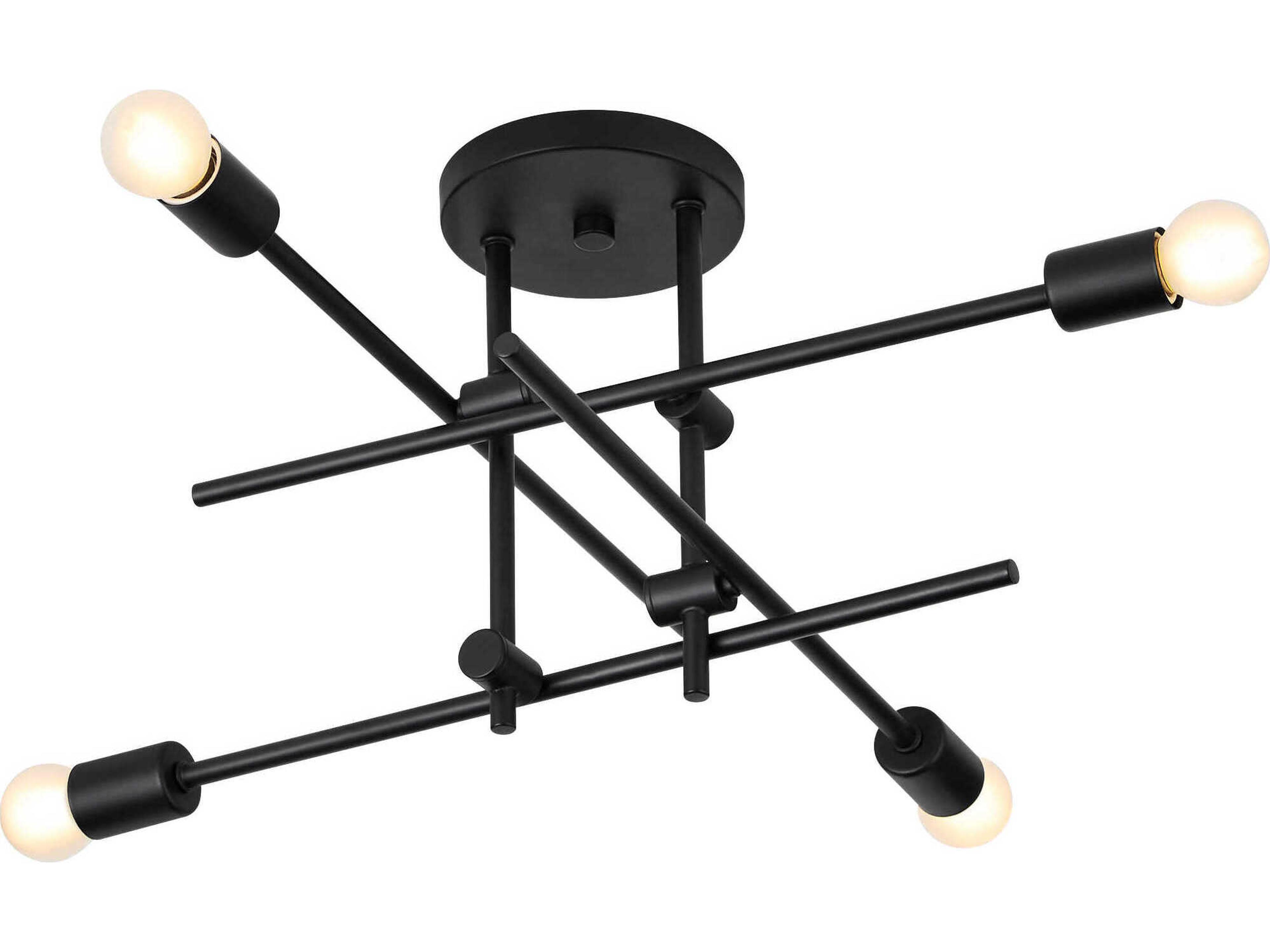 Oxygen by Quorum Mika 4-Light Black Linear Semi Flush Mount