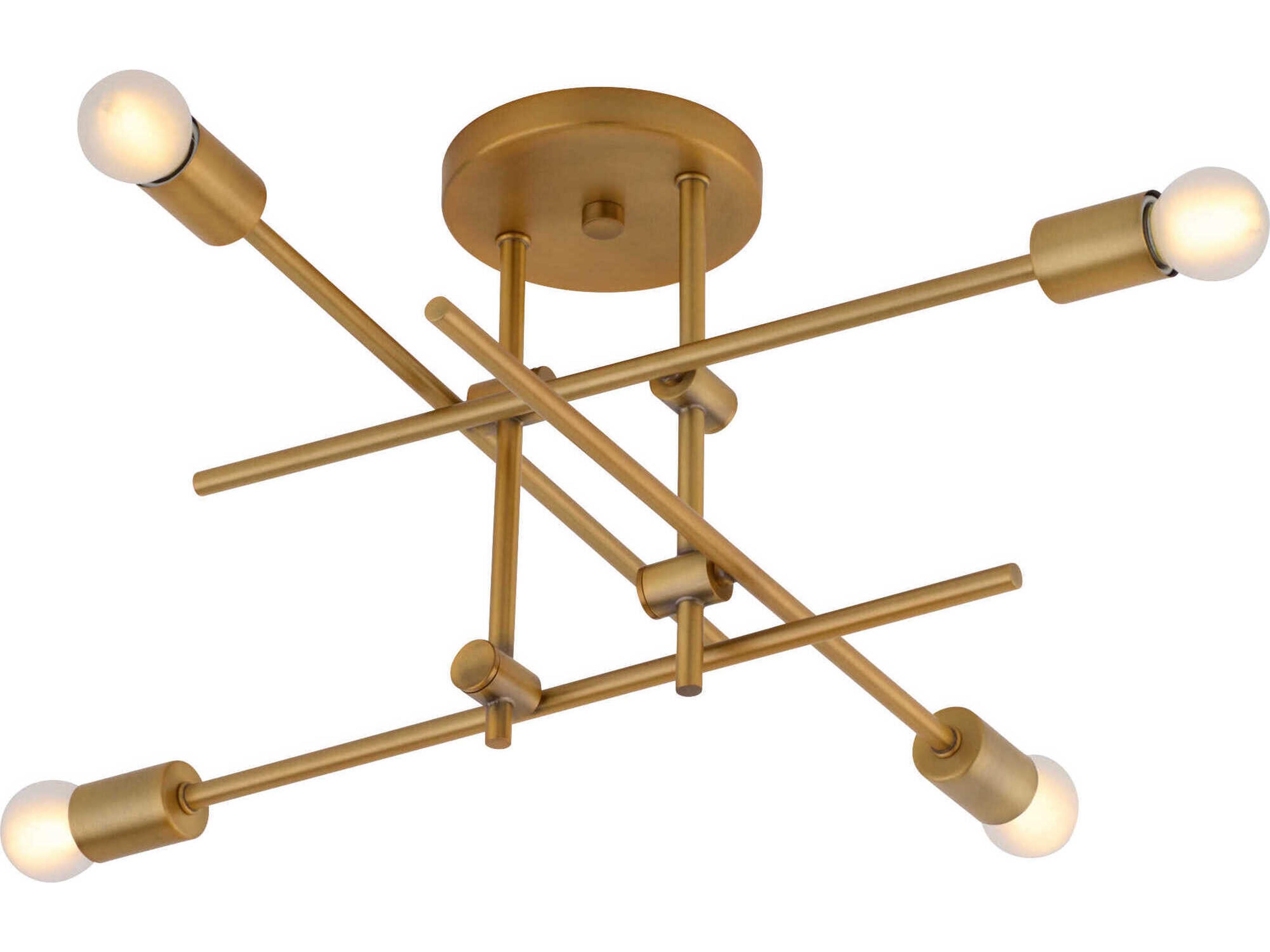 Oxygen by Quorum Mika 4-Light Brushed Brass Linear Semi Flush Mount