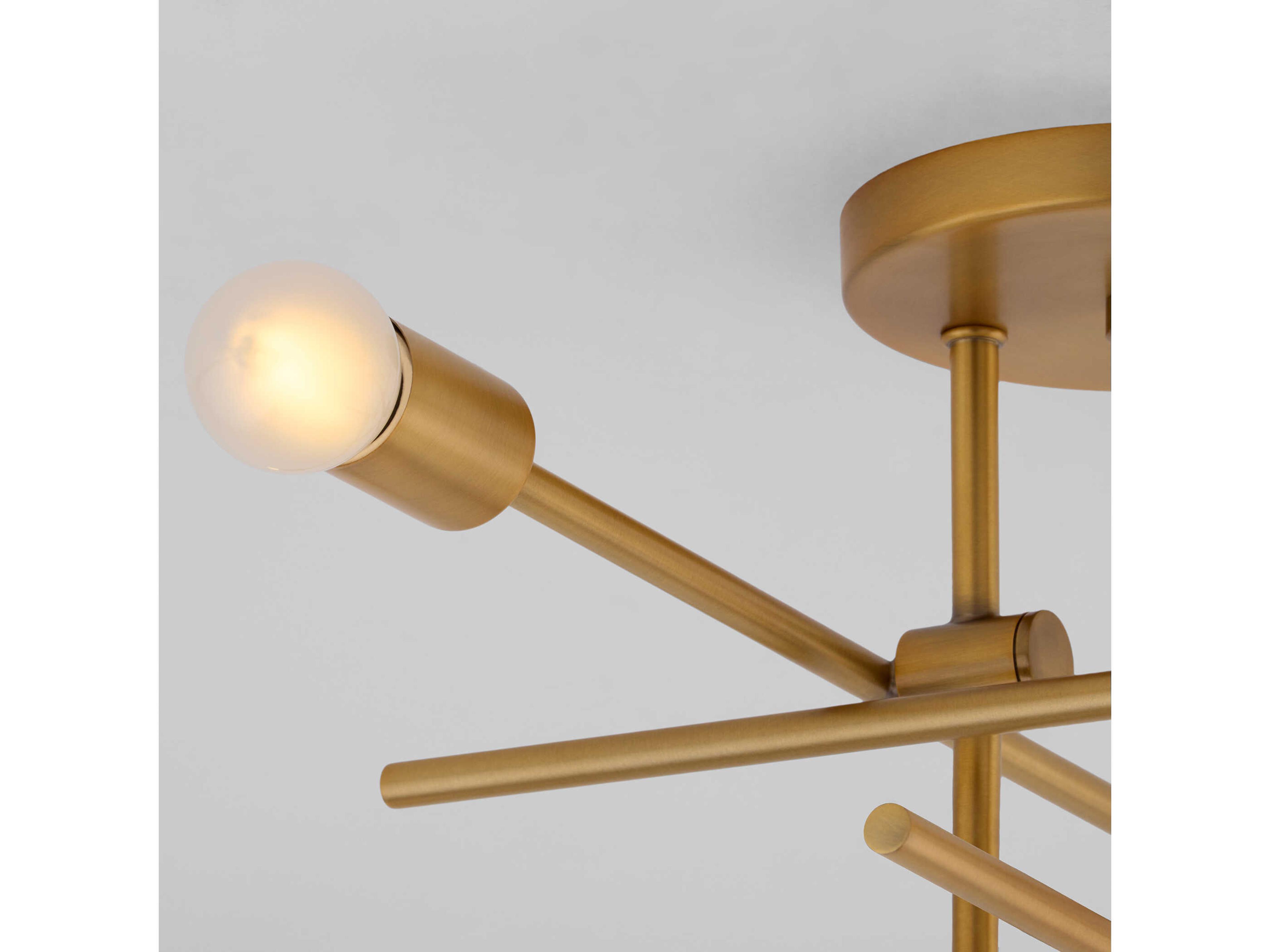 Oxygen by Quorum Mika 4-Light Brushed Brass Linear Semi Flush Mount