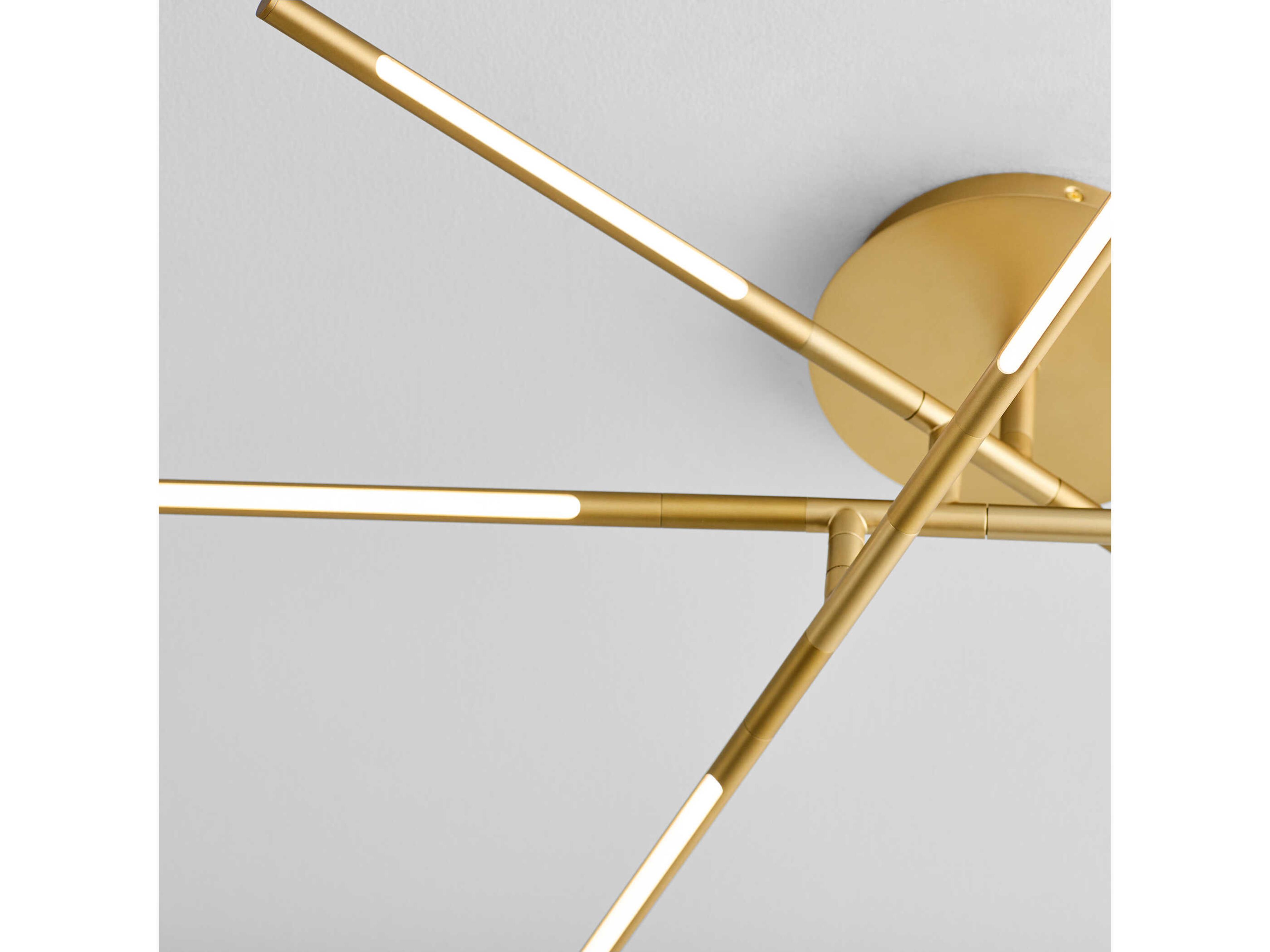 Oxygen by Quorum Palillos 6-Light Aged Brass Linear Flush Mount