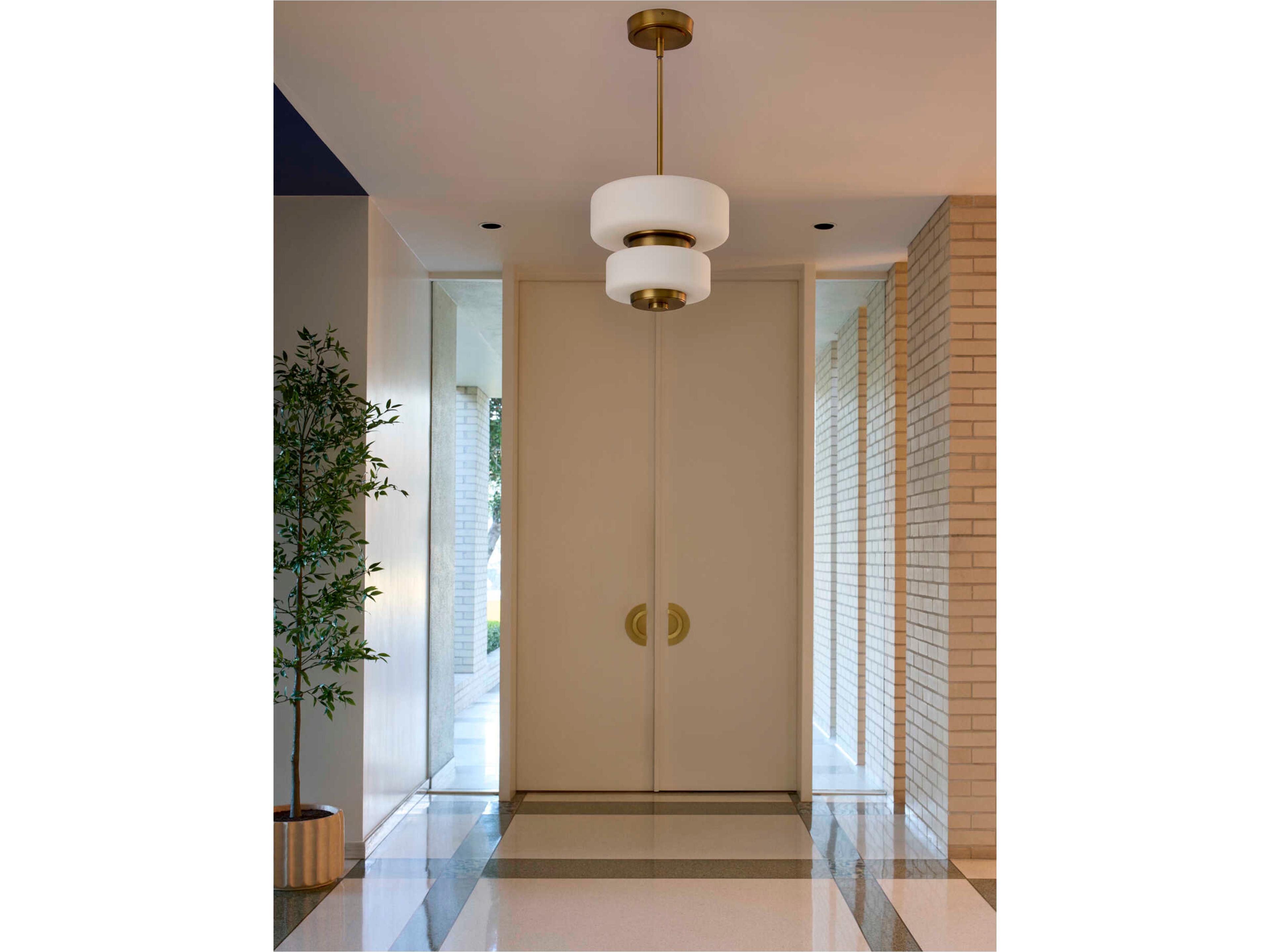 Oxygen by Quorum Favo Brushed Brass Geometric Pendant