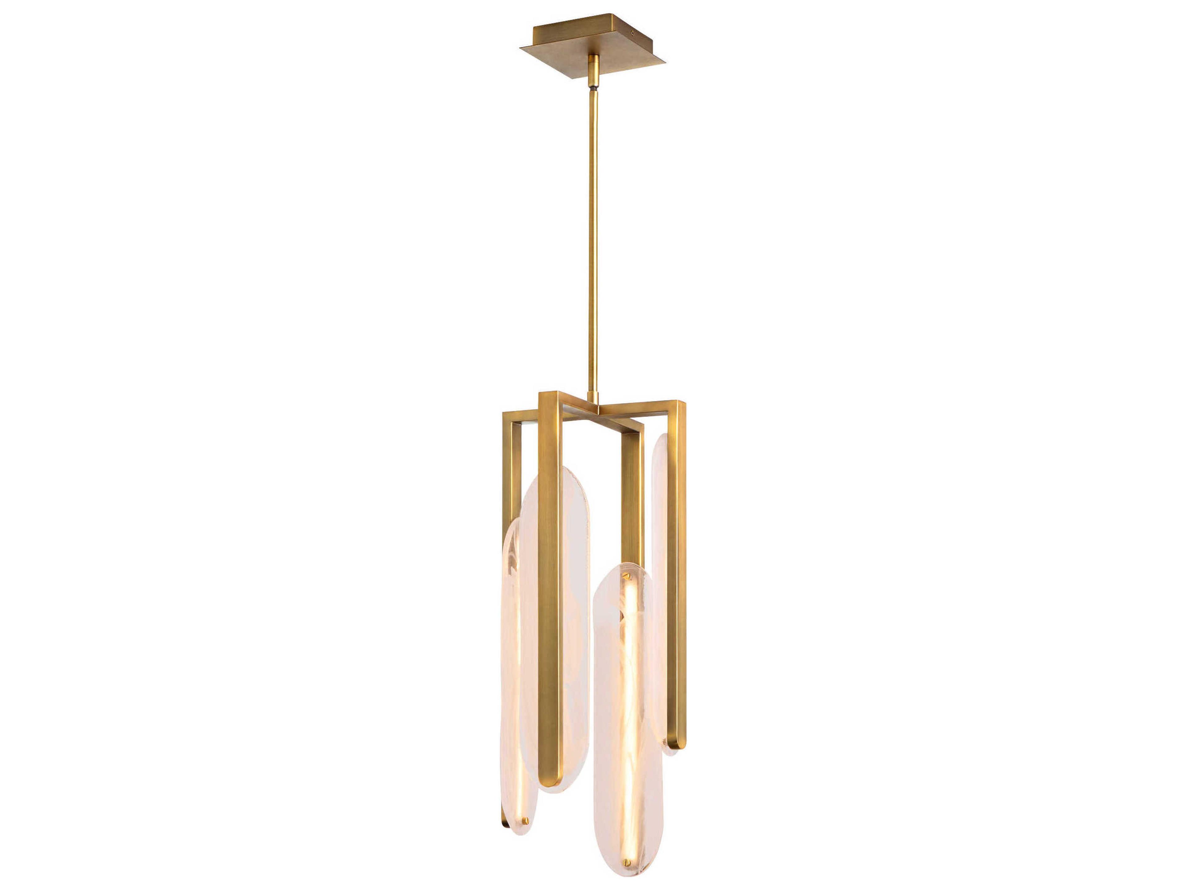 Oxygen by Quorum Avian 4-Light Brushed Brass Geometric Pendant