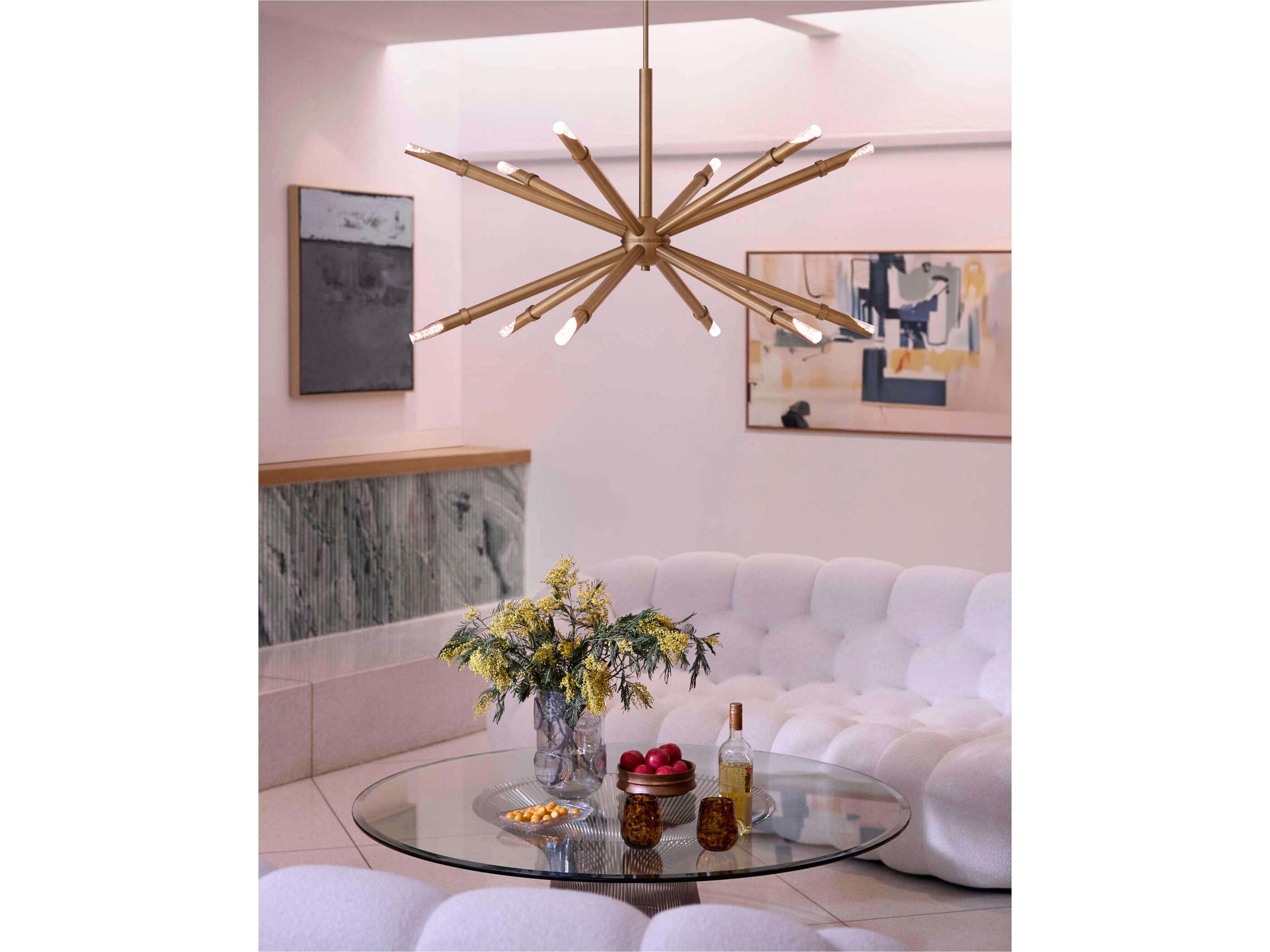 Oxygen by Quorum Ionis 12-Light Brushed Brass Sputnik Pendant