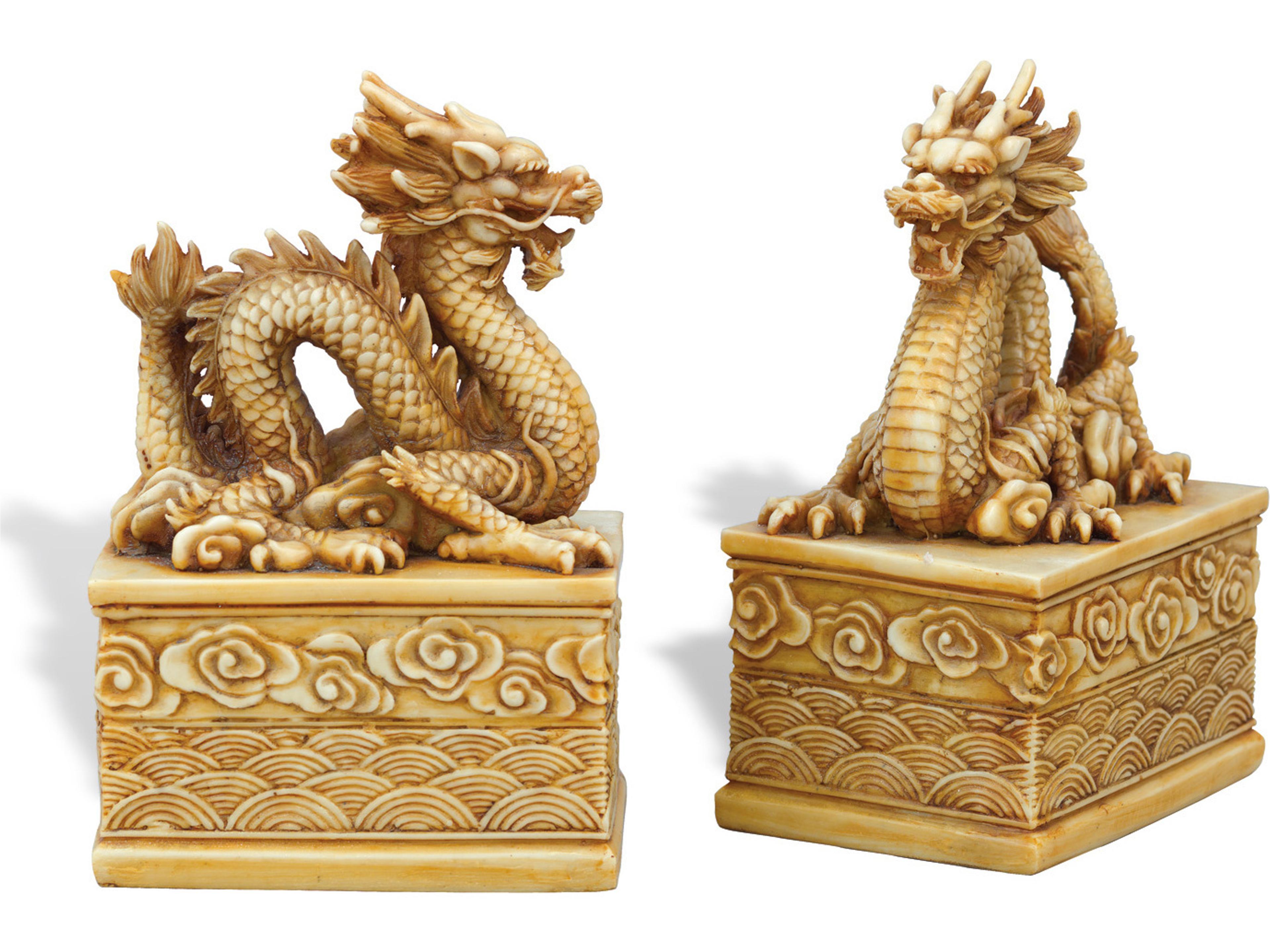 Dragon Ivory Bookeneds/Set Of 2 8"H