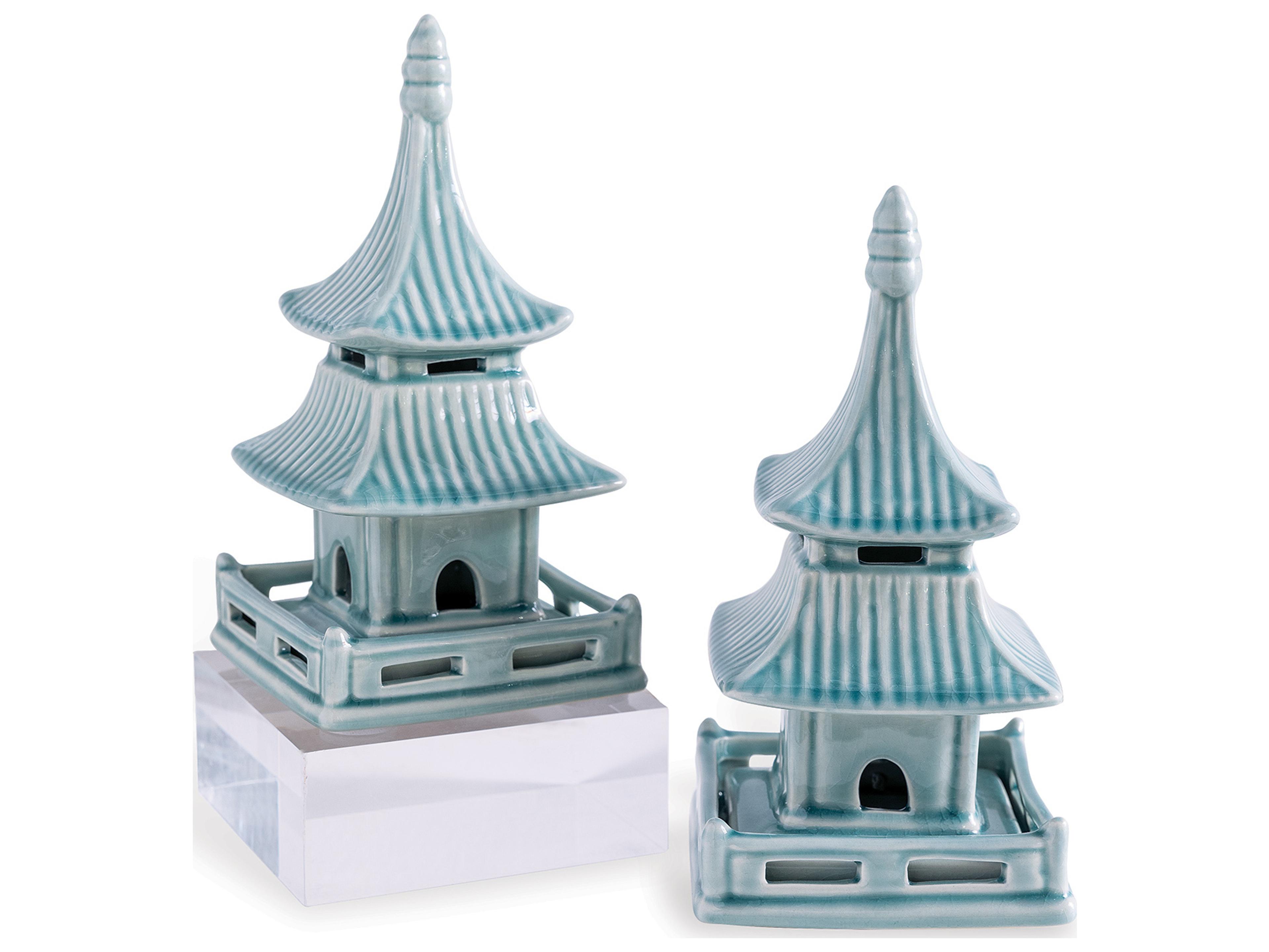Pagoda Celadon Objects Short 9"H X 5"W X 5"D