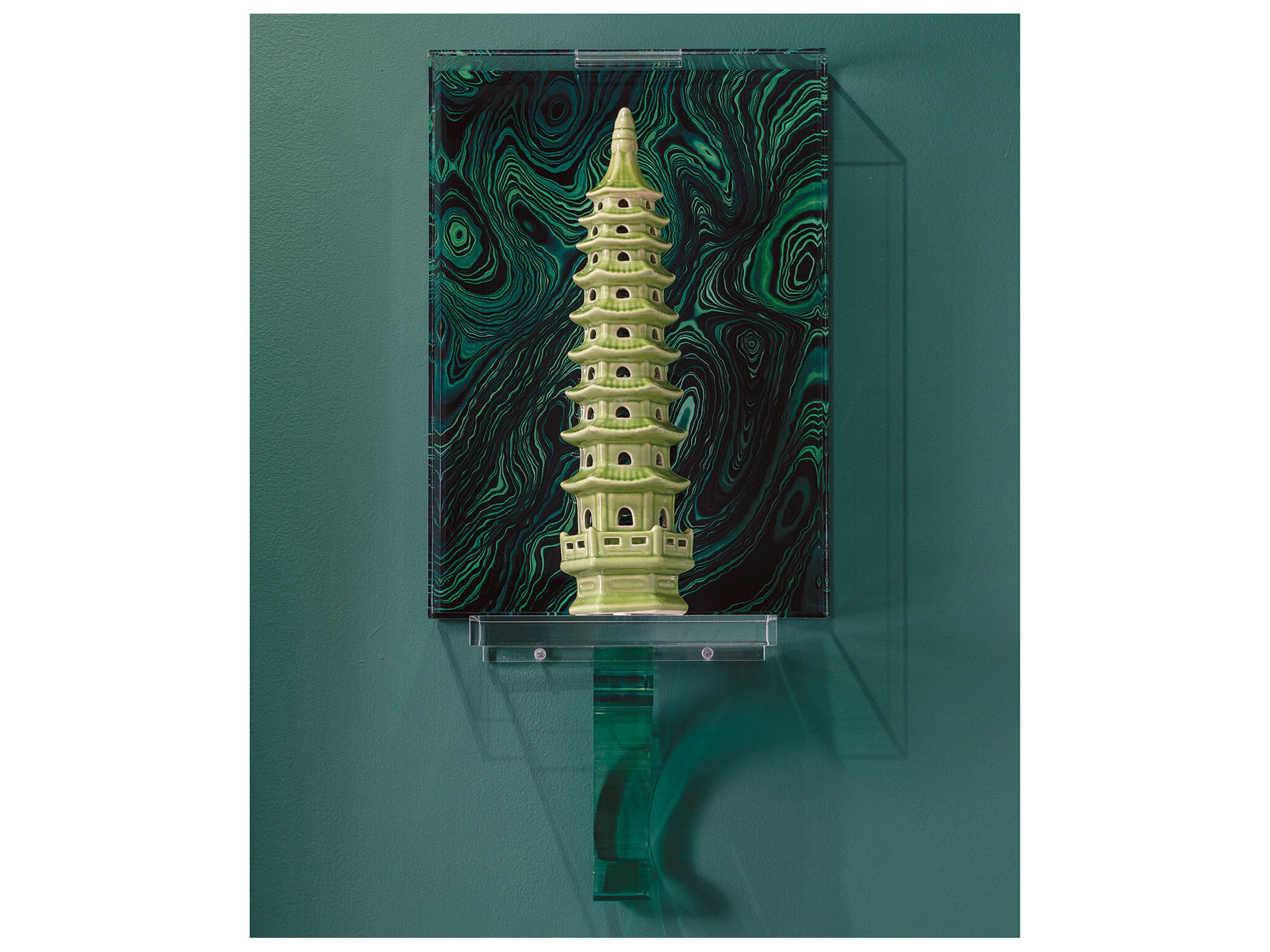 Port 68 Pagoda Apple Green Objects Tall 18"X 4.5", And 12"H X 4.5"Dia