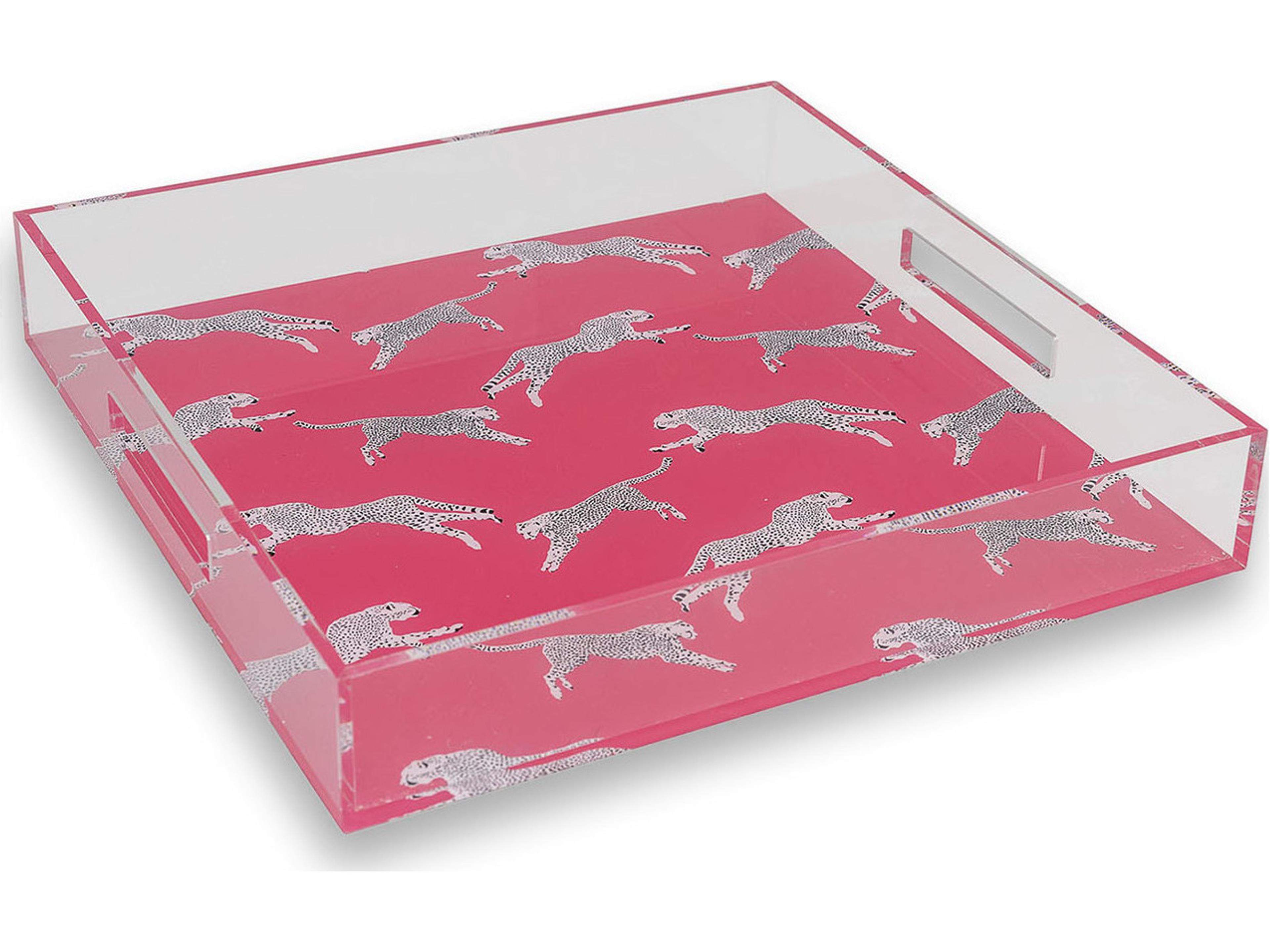 Leaping Cheetah Pink Acrylic Tray