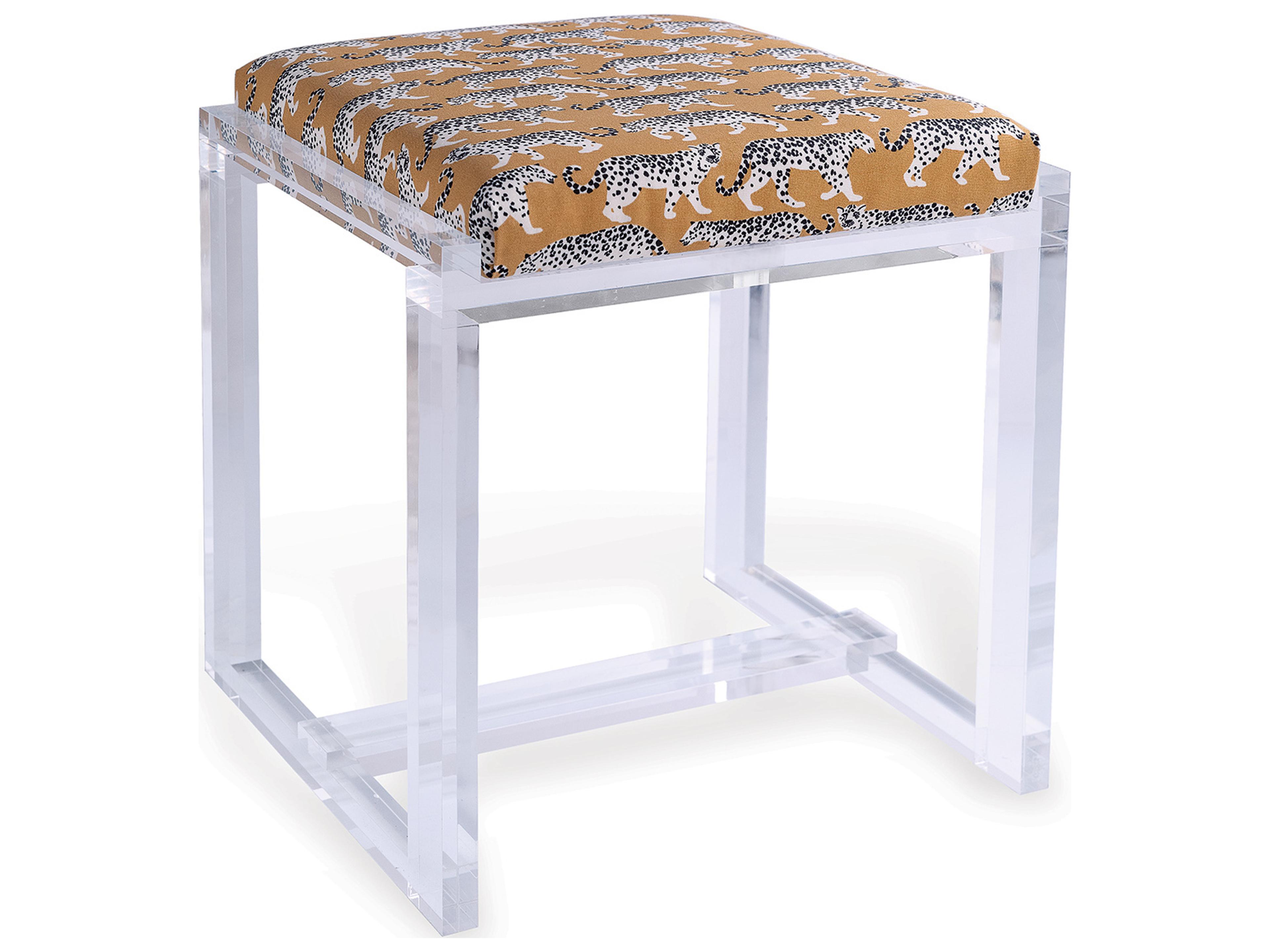 Glencoe Lucite Bench - Prowling Khaki Kit/19"H X 18"W X 16"D