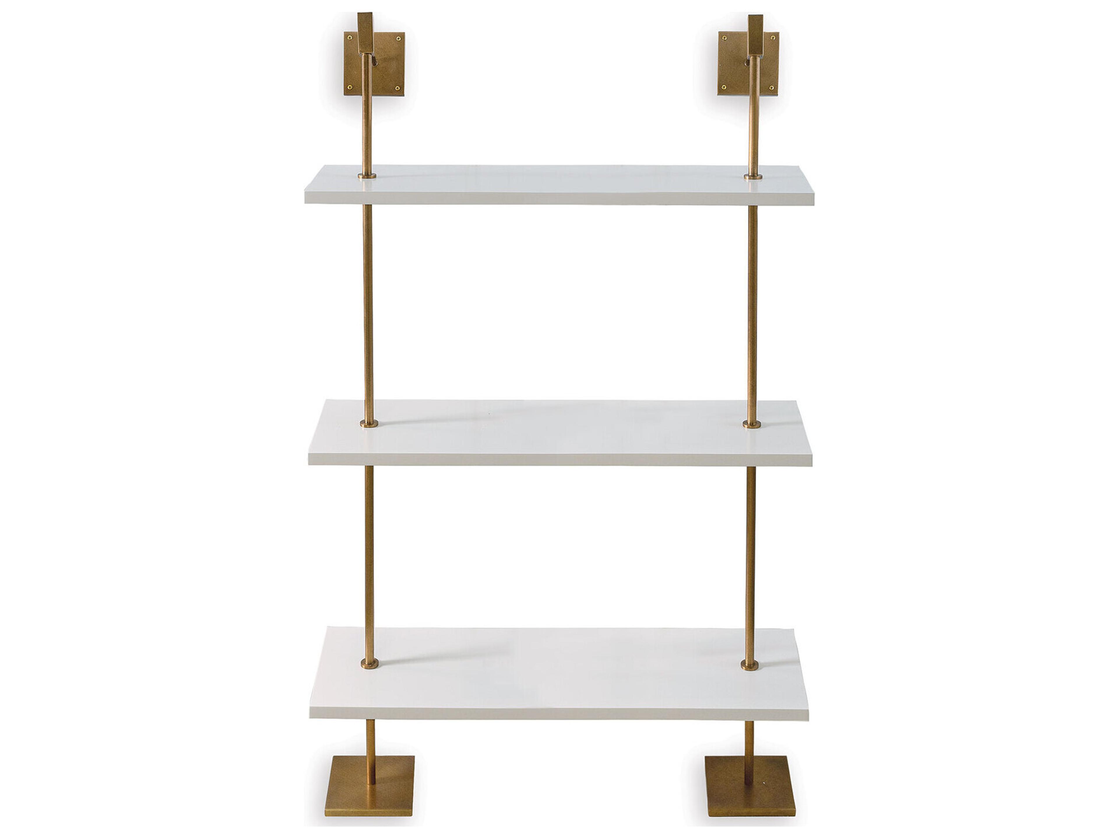 Marais 3-Tier White/Aged Brass Shelf 36"W