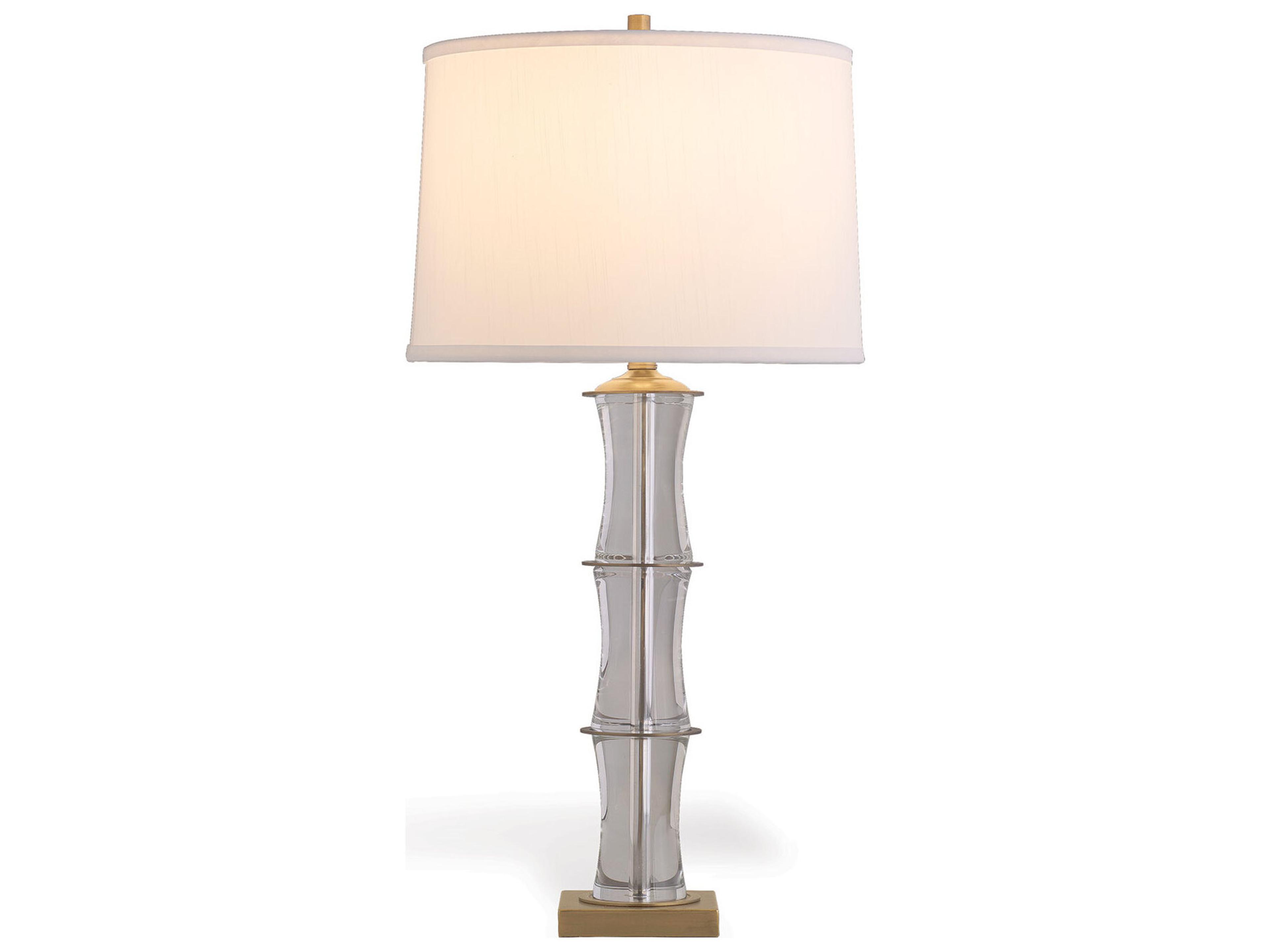 Rivoli Crystal/Aged Brass Lamp 32"H