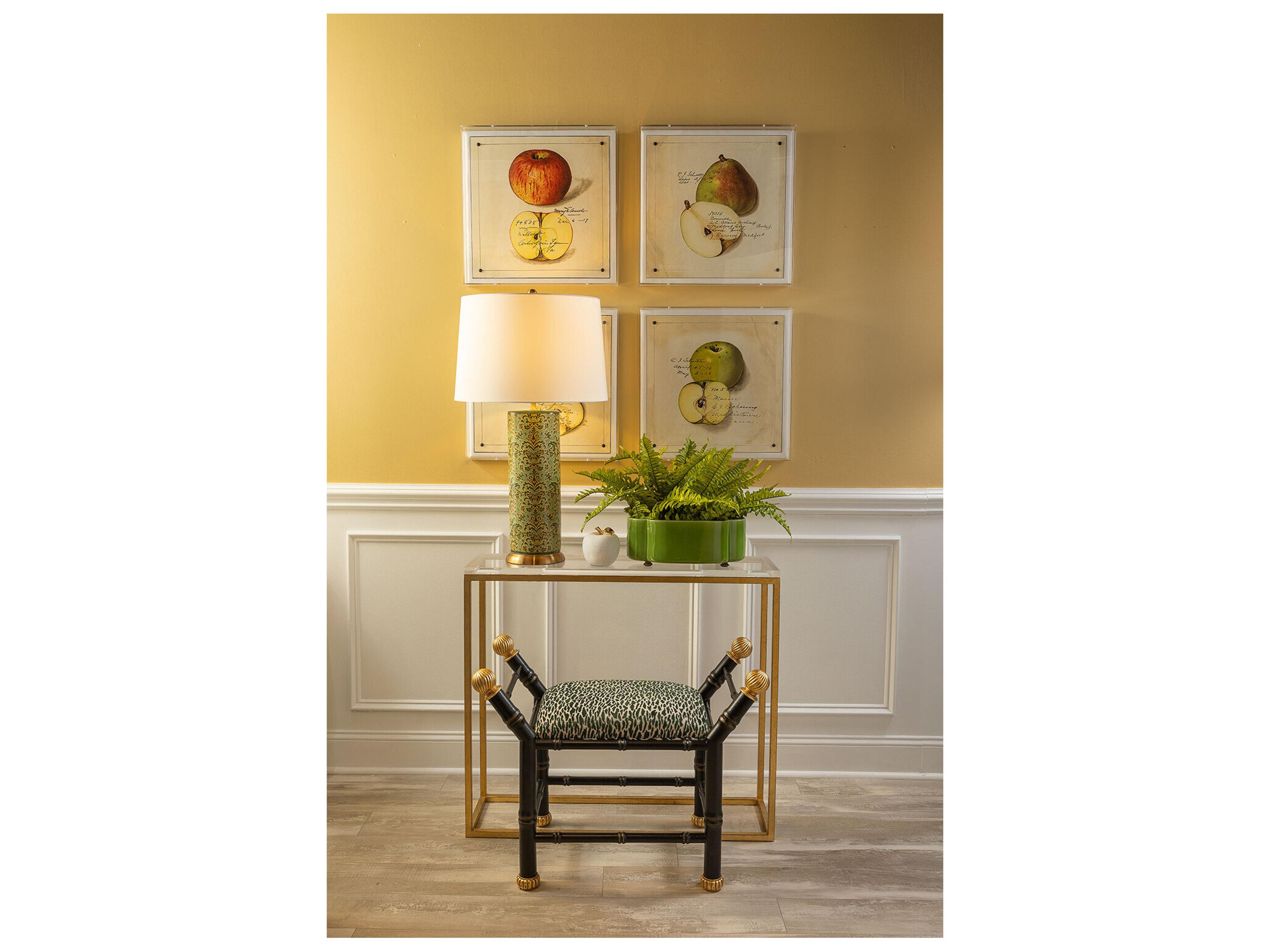 Port 68 Richmond Damask Green Lamp