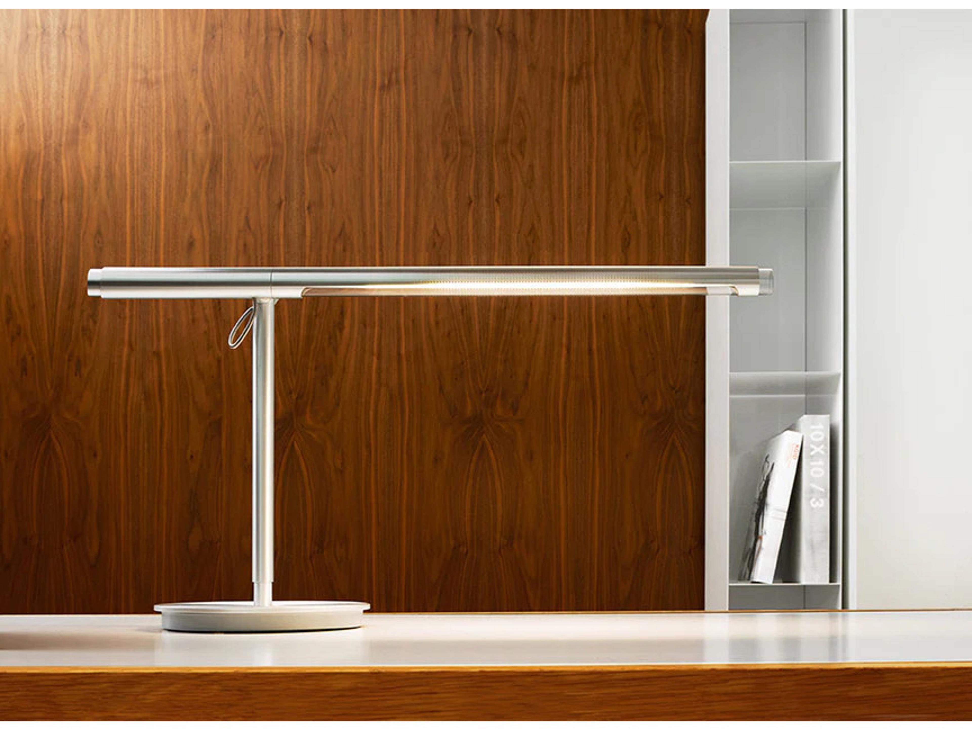 Pablo Brazo Silver Pyrex Glass Desk Lamp