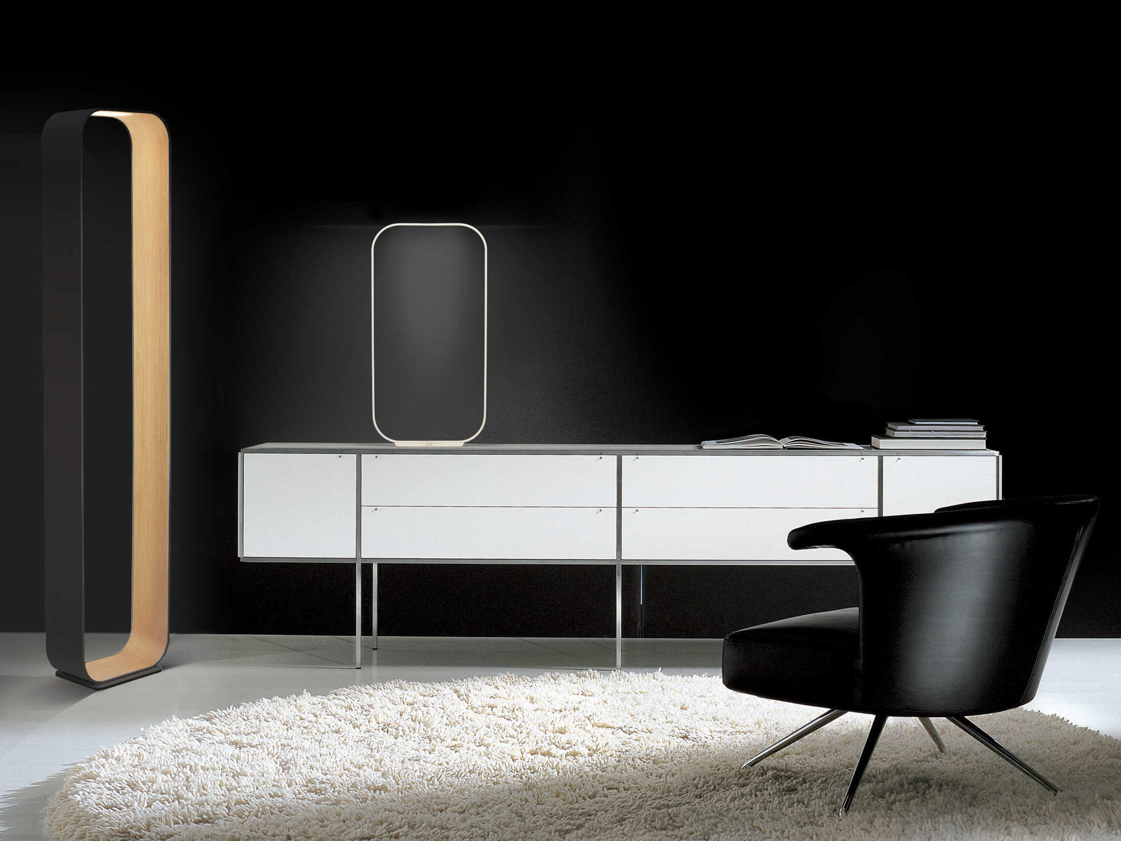 Pablo Contour Graphite White Oak Polycarbonate Lens Gray Floor Lamp