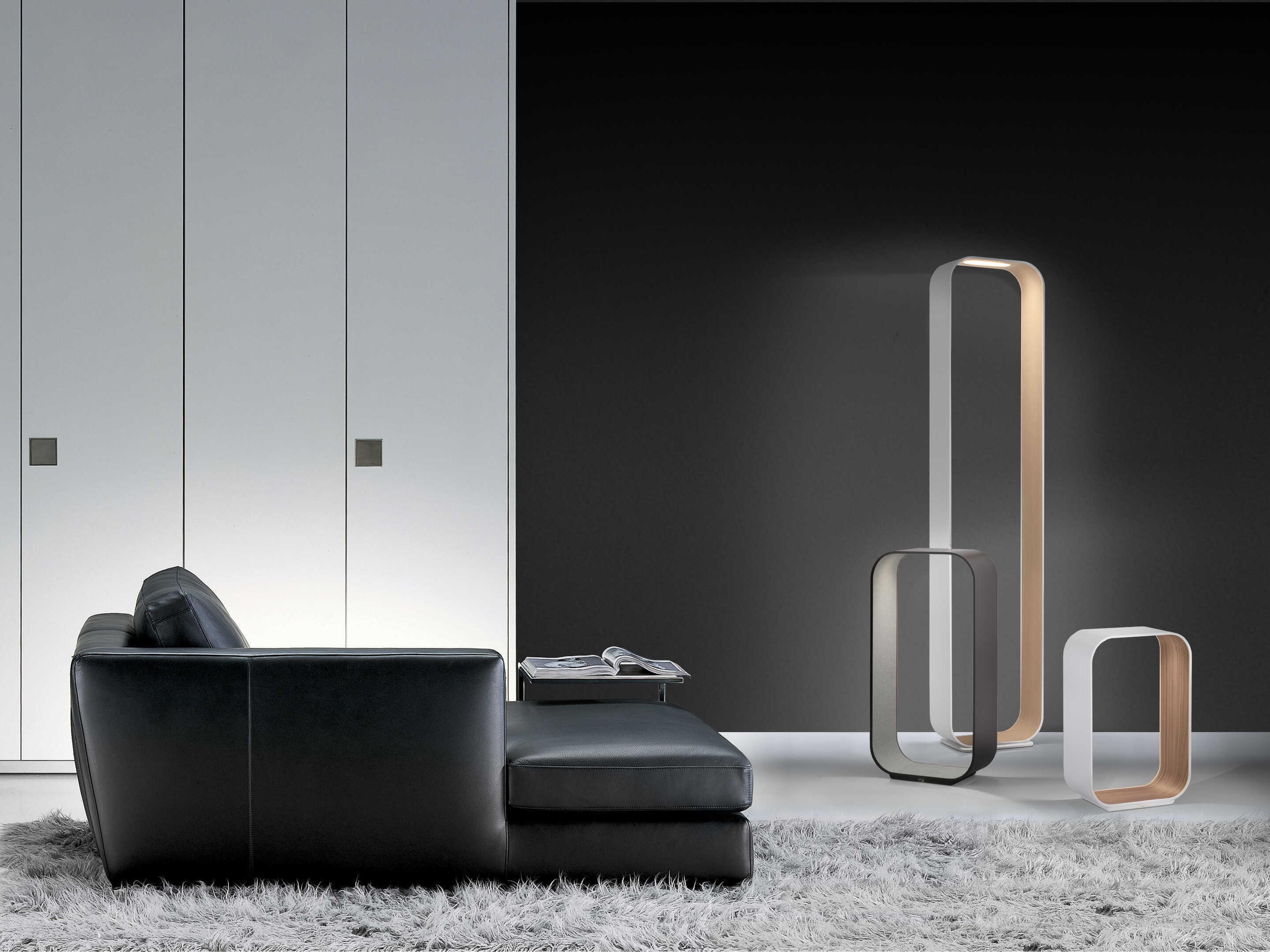 Pablo Contour White Oak Polycarbonate Lens Floor Lamp