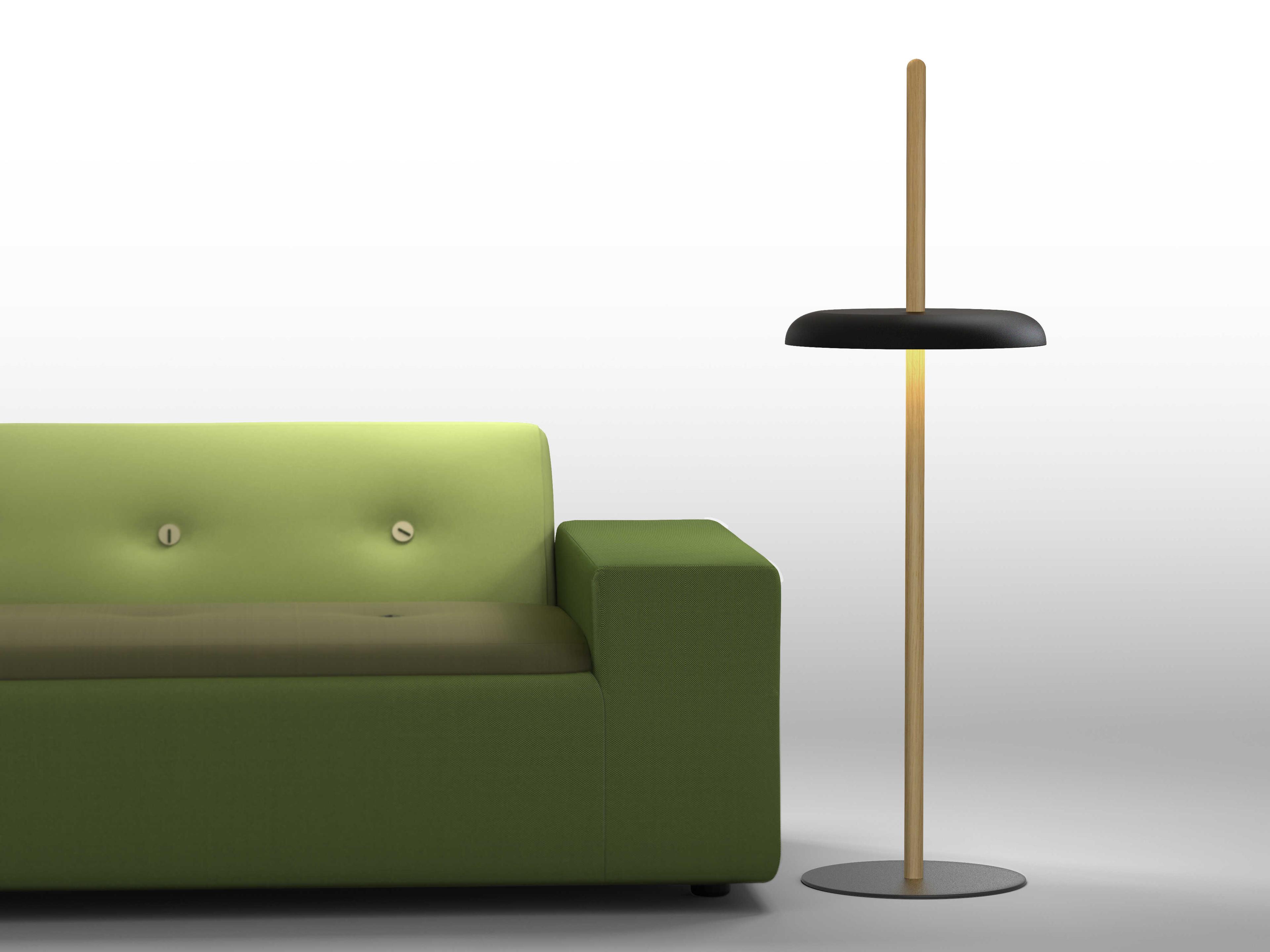 Pablo Nivel White Oak Black Wood Floor Lamp