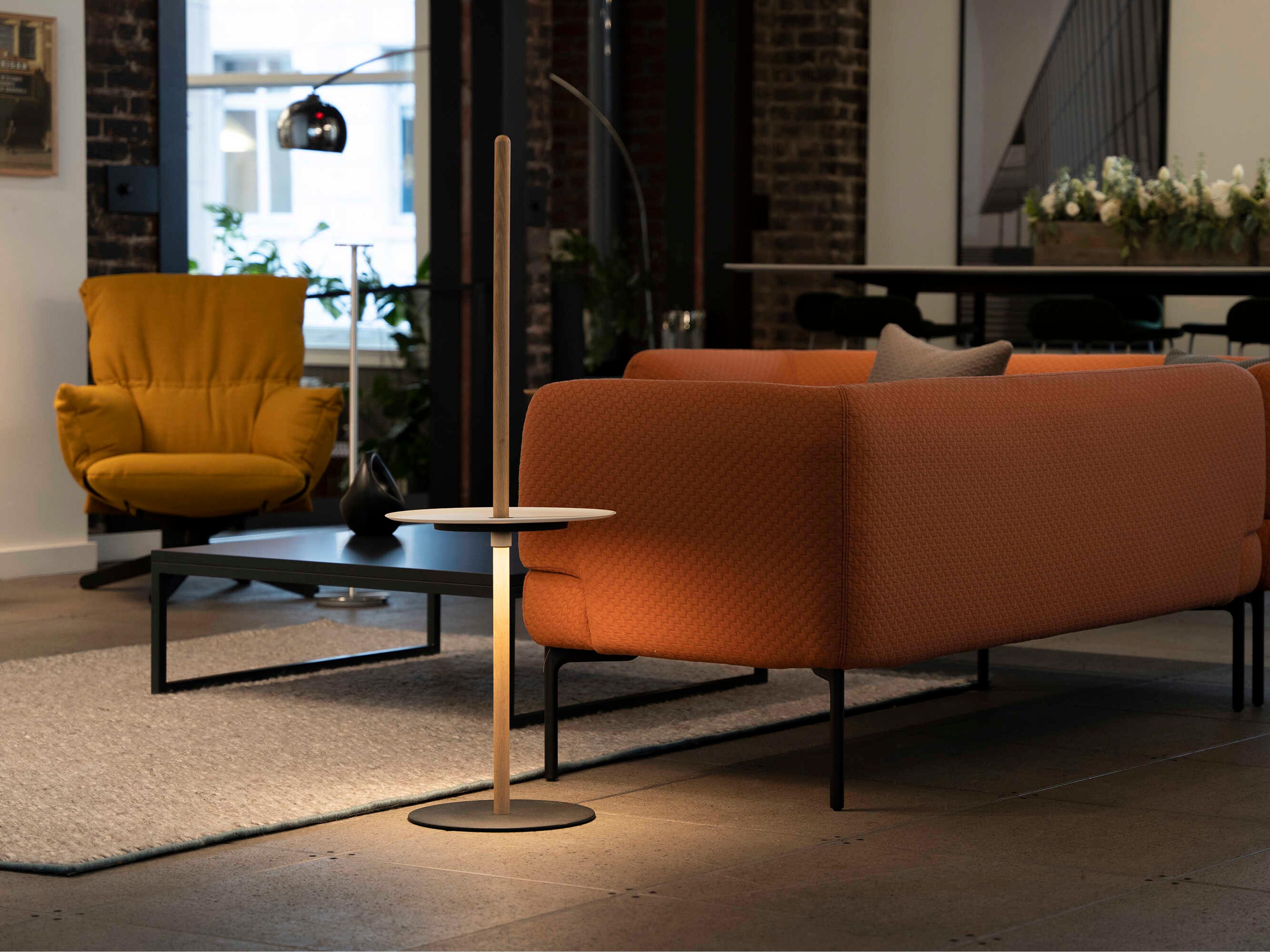 Pablo Nivel Round Metal White Oak End Table