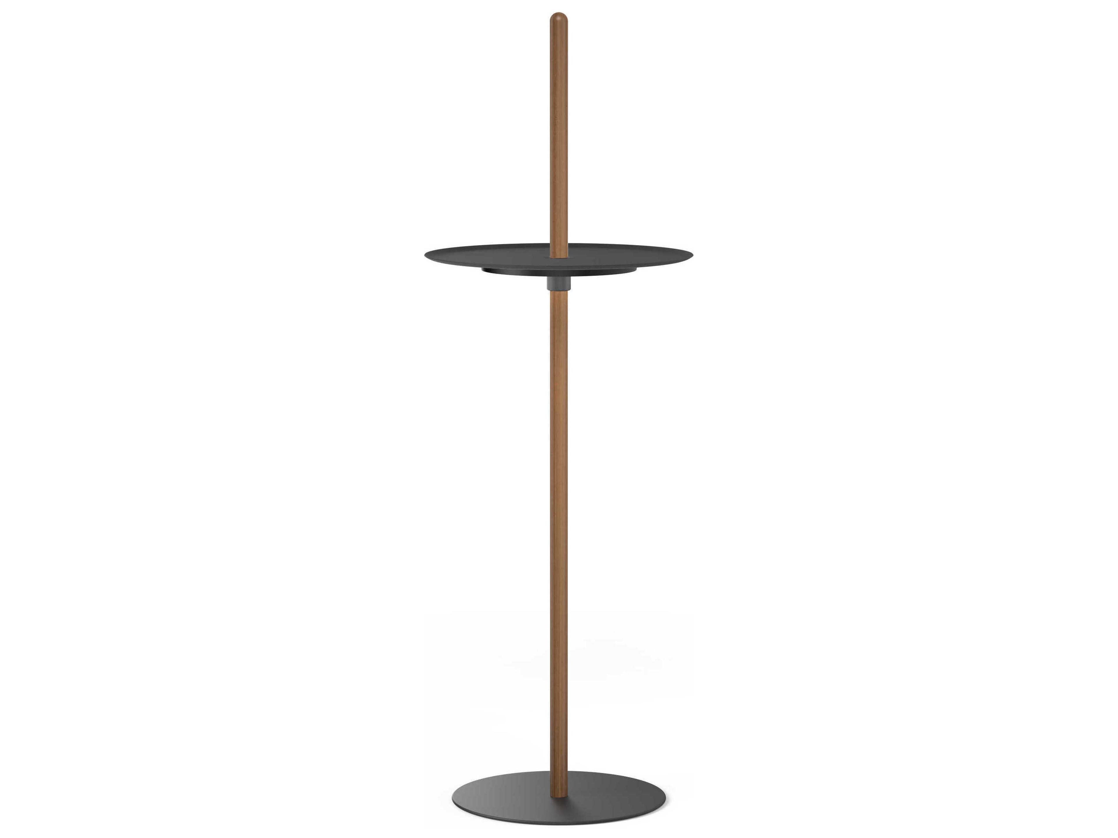 Nivel Round Metal Walnut Black End Table