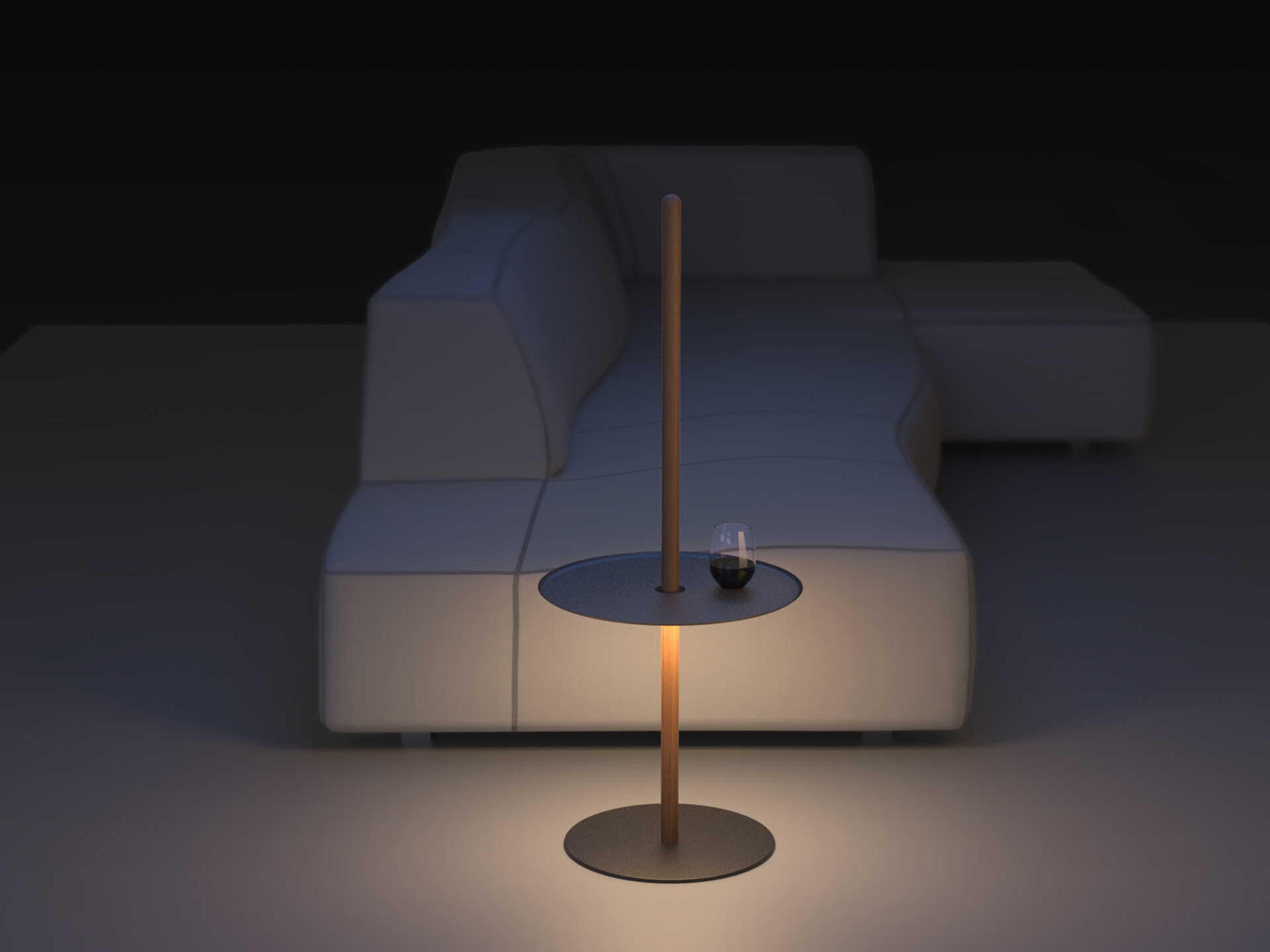 Pablo Nivel Round Metal Walnut Black End Table