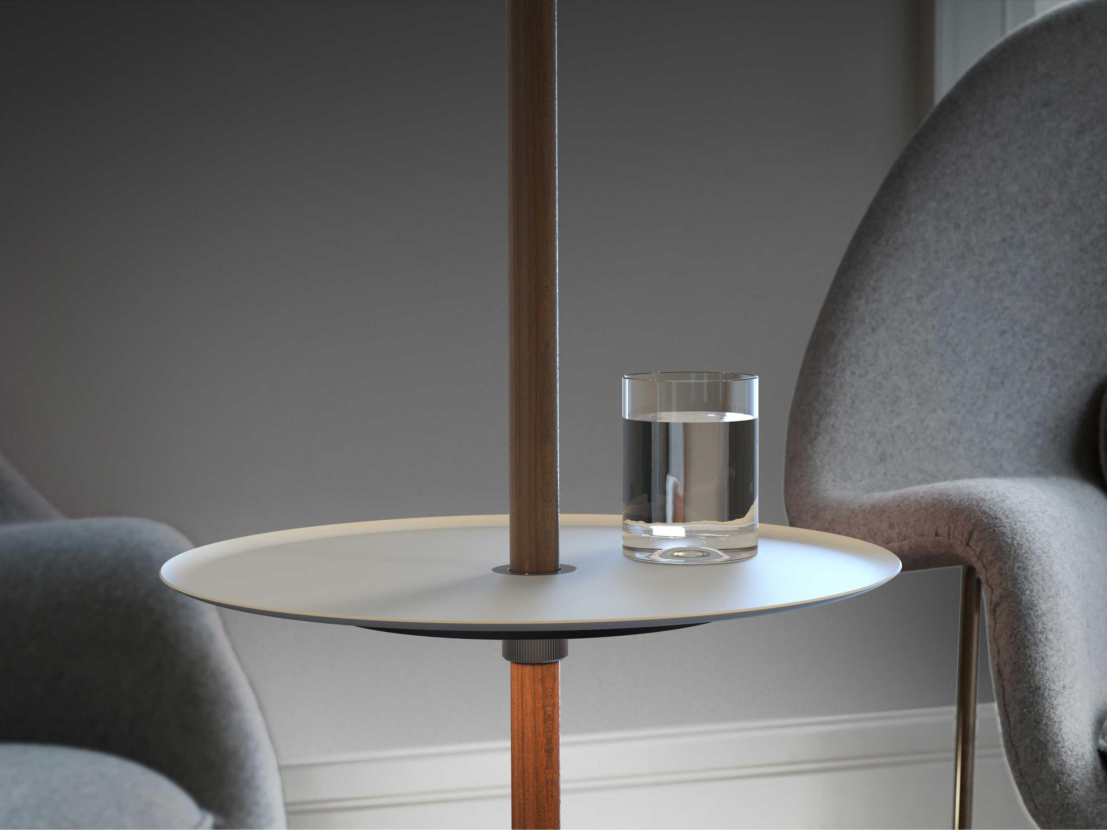 Pablo Nivel Round Metal Walnut White End Table