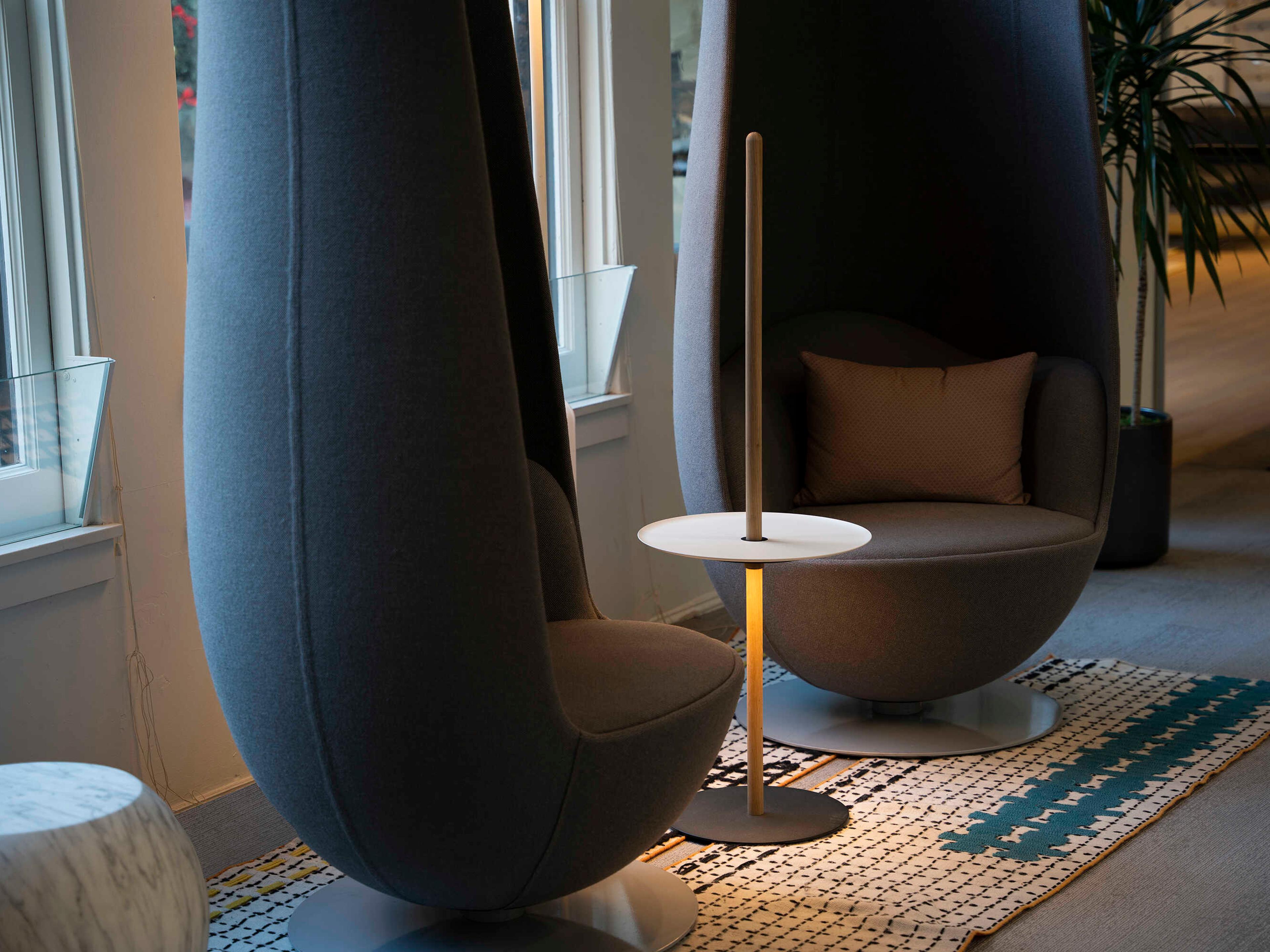 Pablo Nivel Round Metal Walnut White End Table