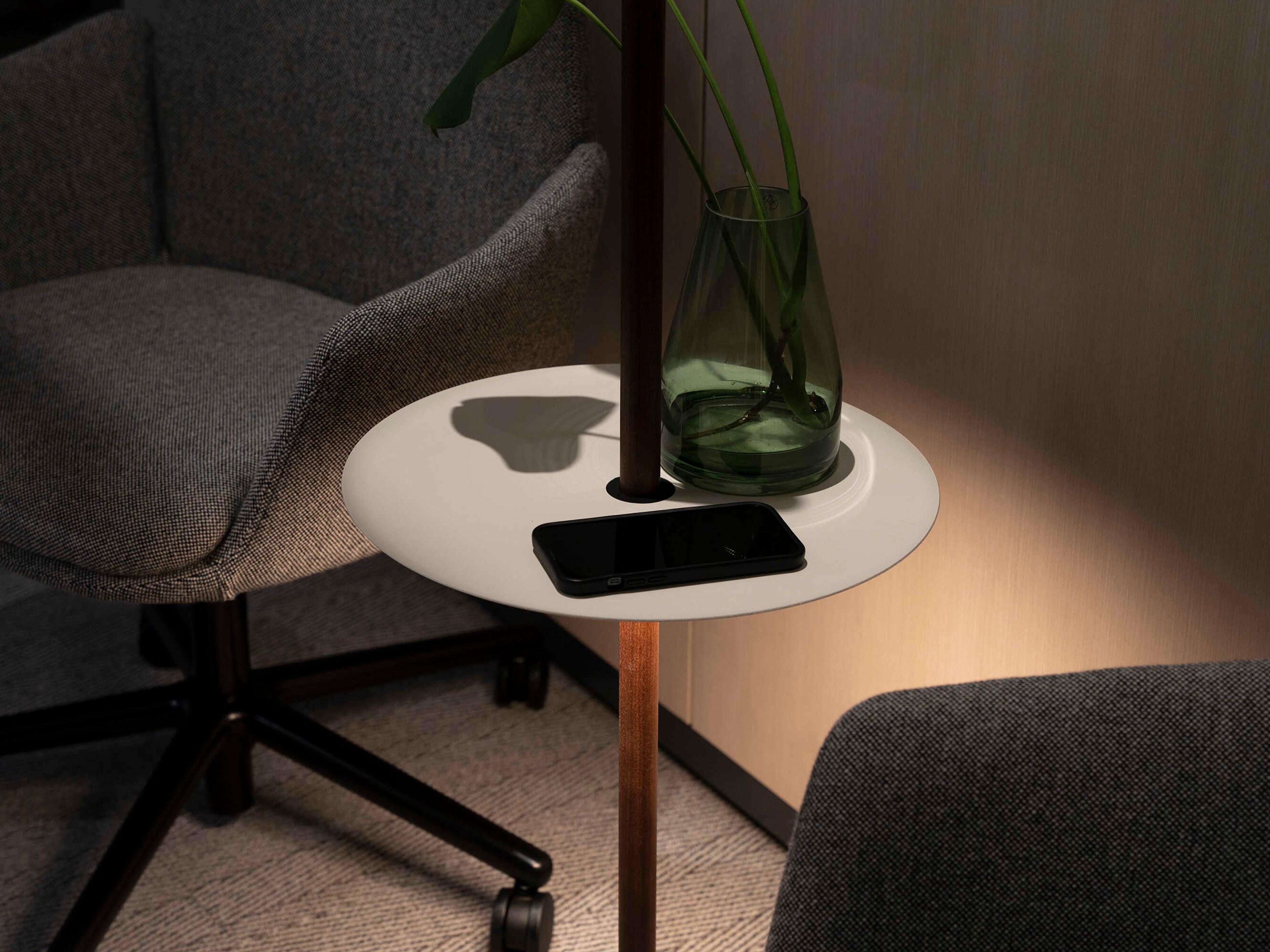 Pablo Nivel Round Metal Walnut White End Table