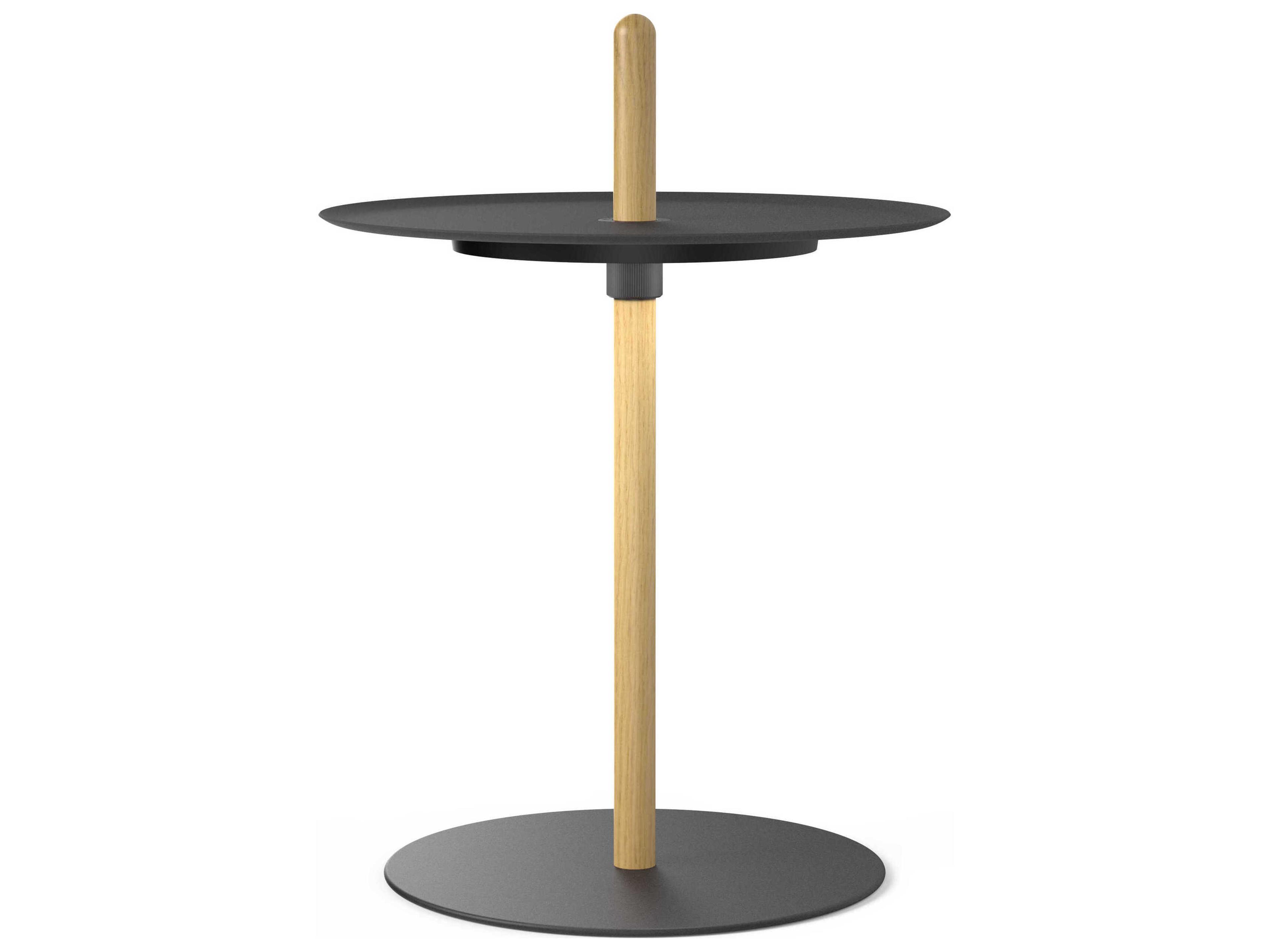 Nivel Round Metal White Oak Black End Table