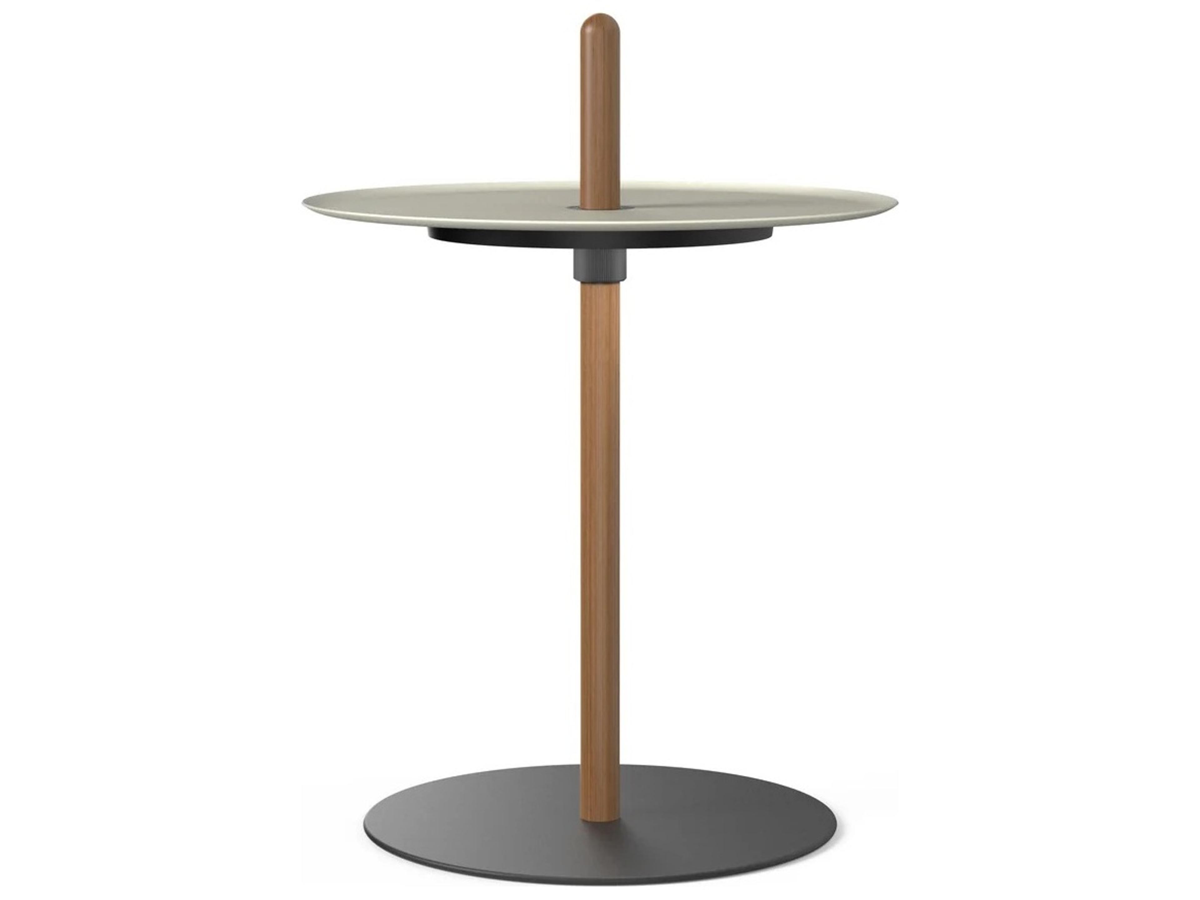 Nivel Round Metal Walnut White End Table