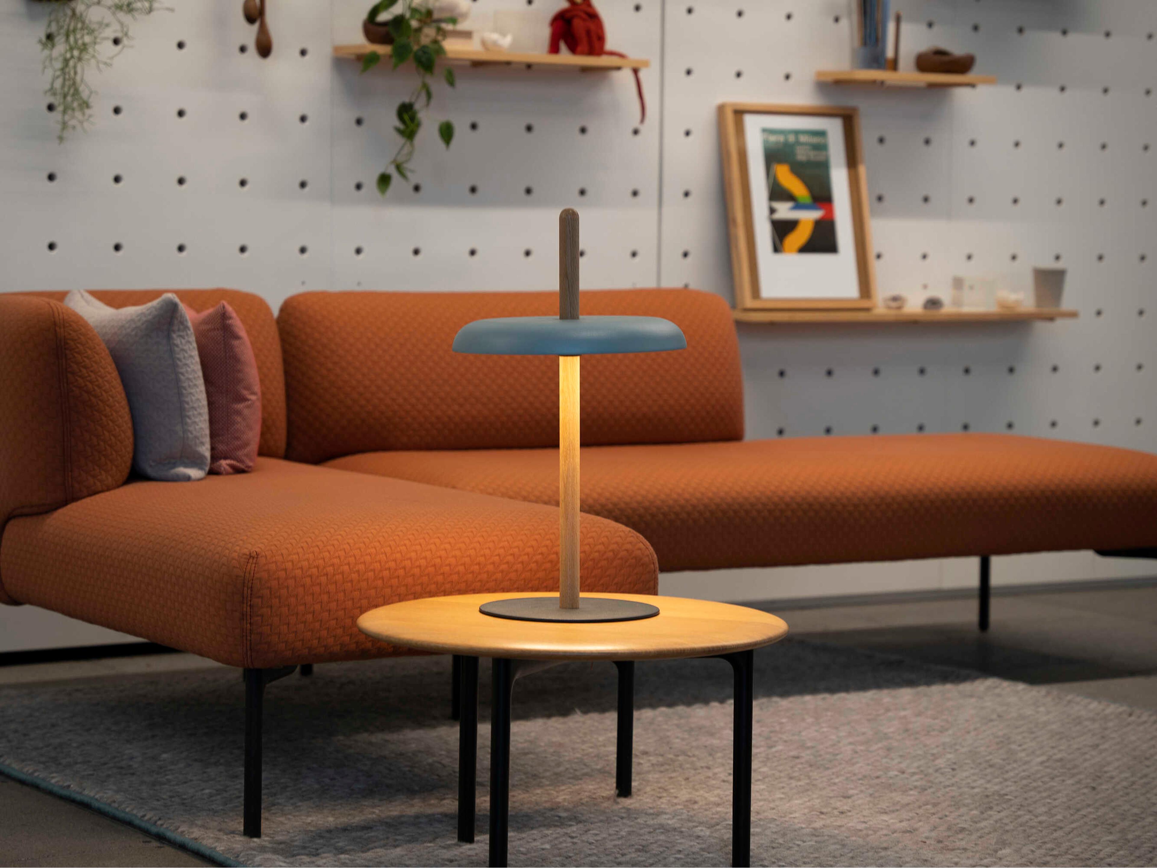 Pablo Nivel Oak Blue Wood Table Lamp