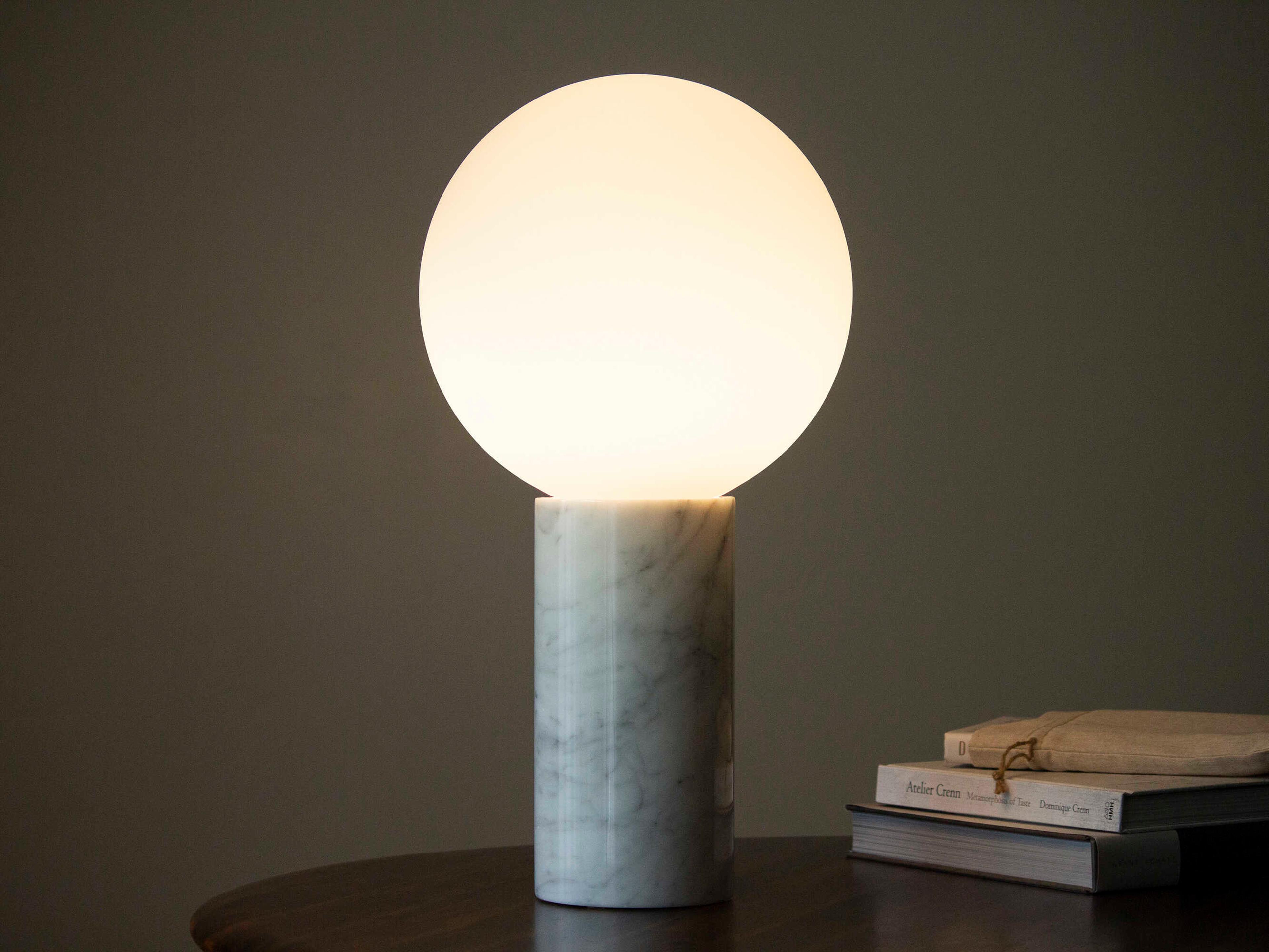 Pablo Pilar White Marble Glass Globe Table Lamp
