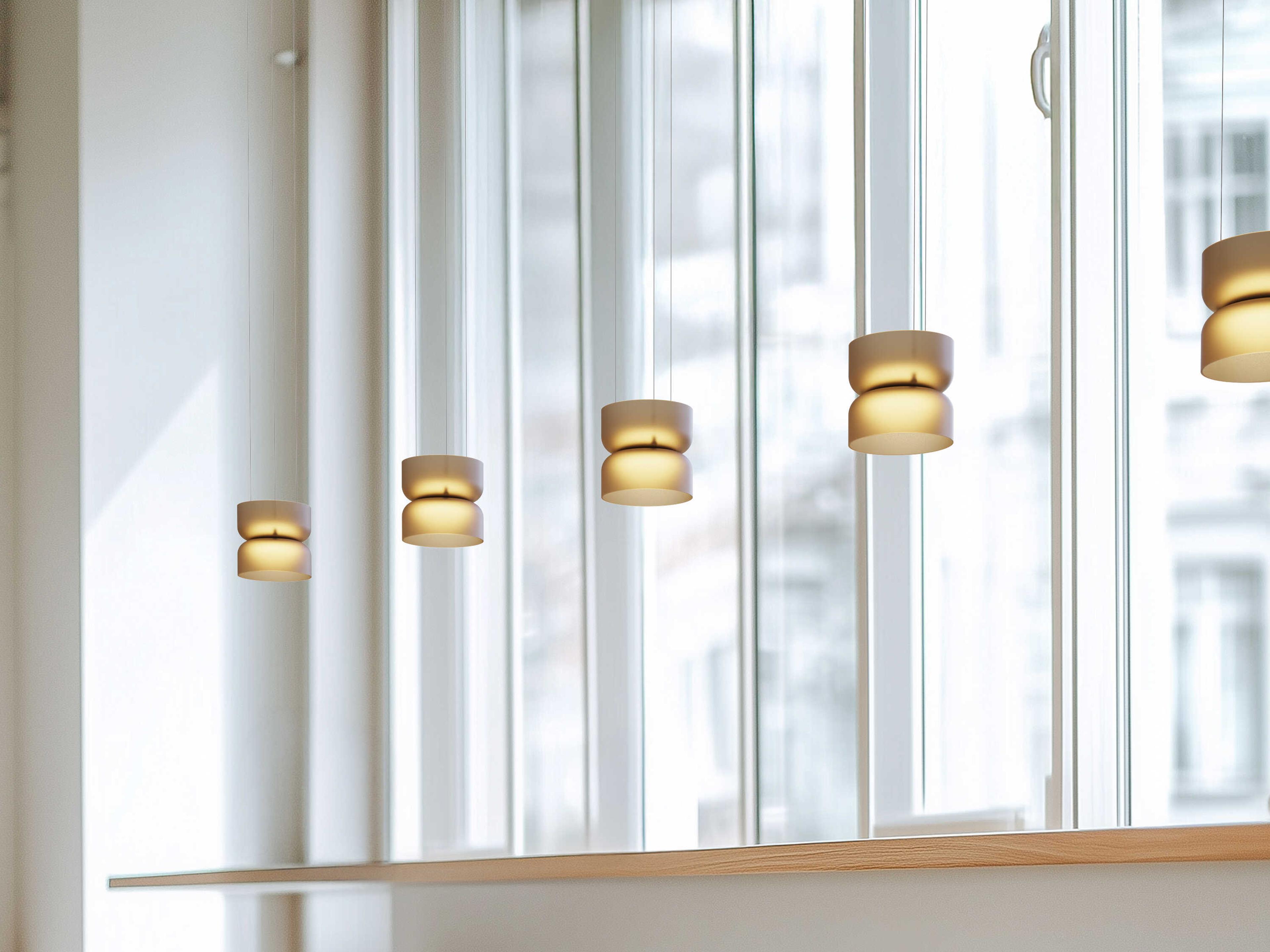 Pablo Totem Mini 2-Light Amber Brass Geometric Pendant