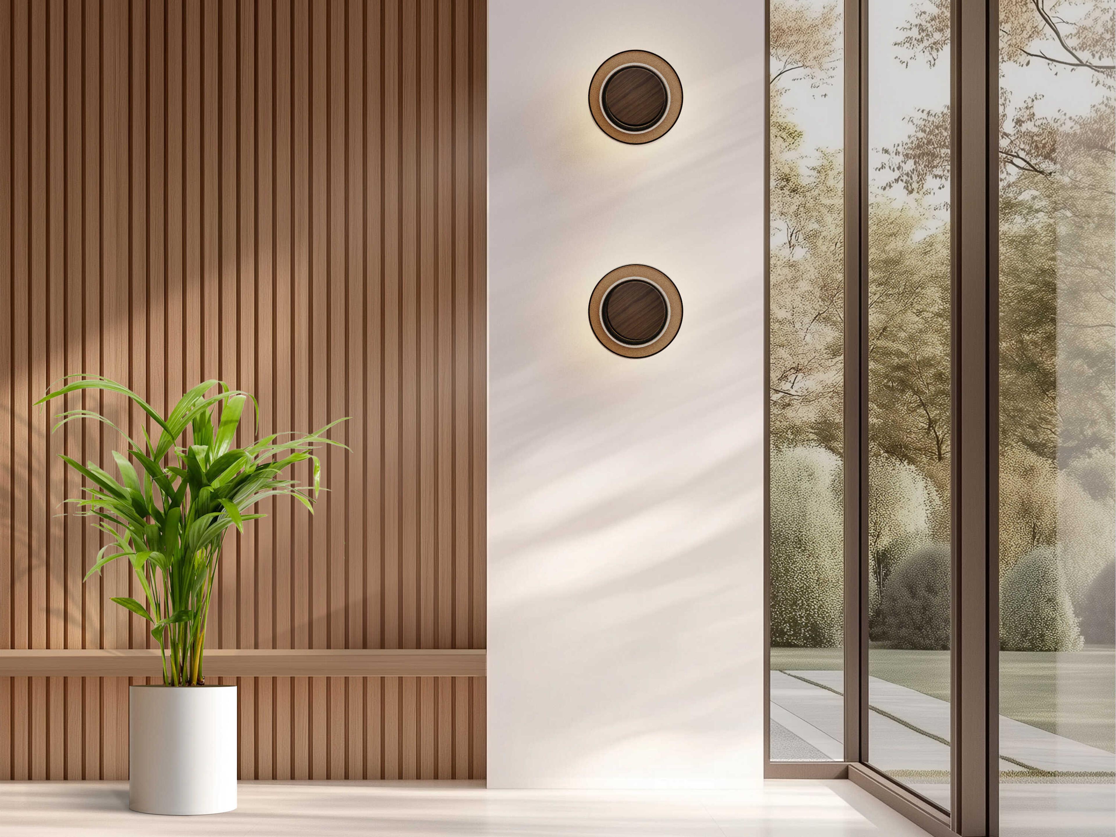 Pablo Totem 1-Light Black Walnut Amber Brown Wall Sconce