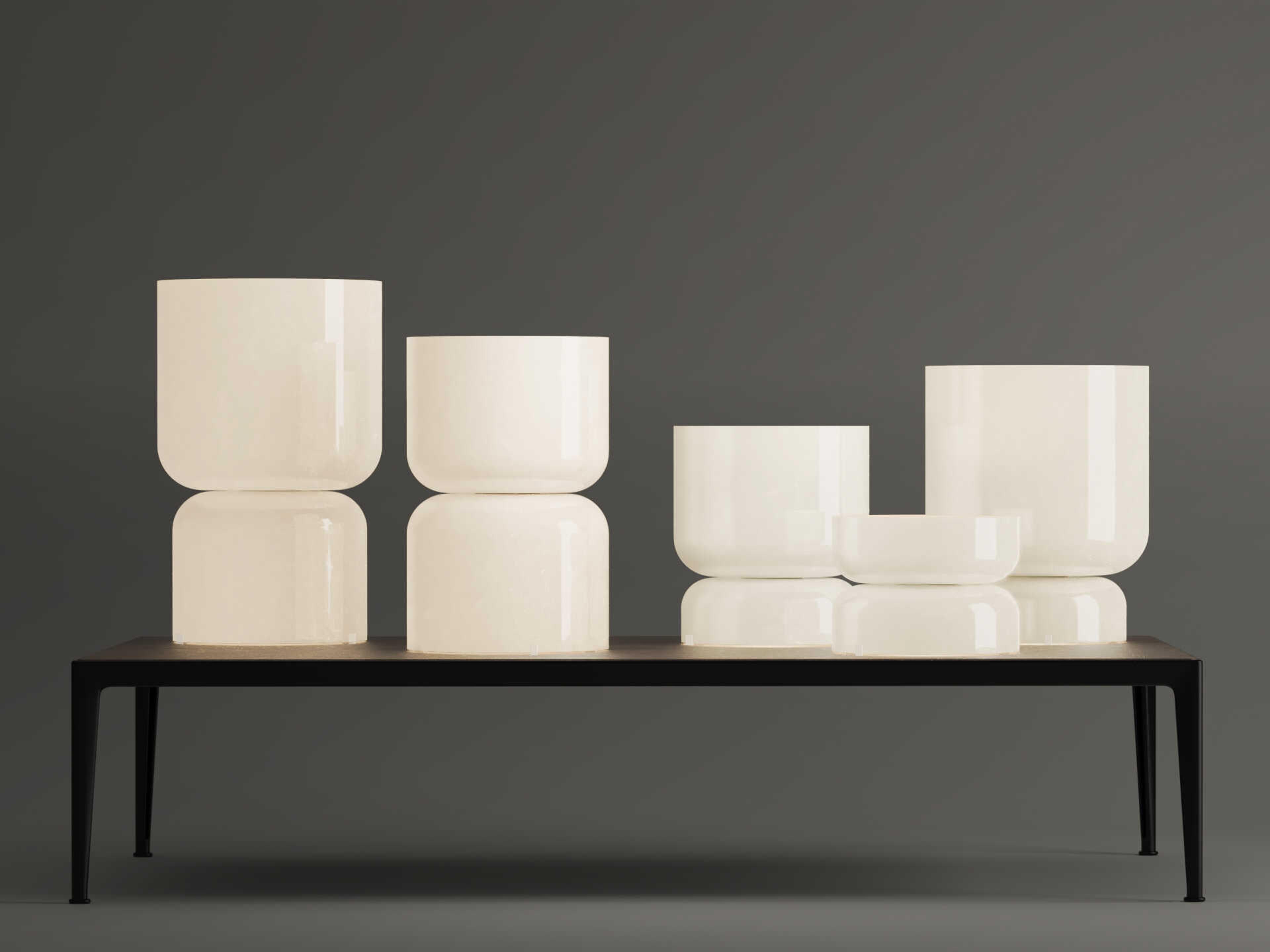 Pablo Totem Opal White Table Lamp