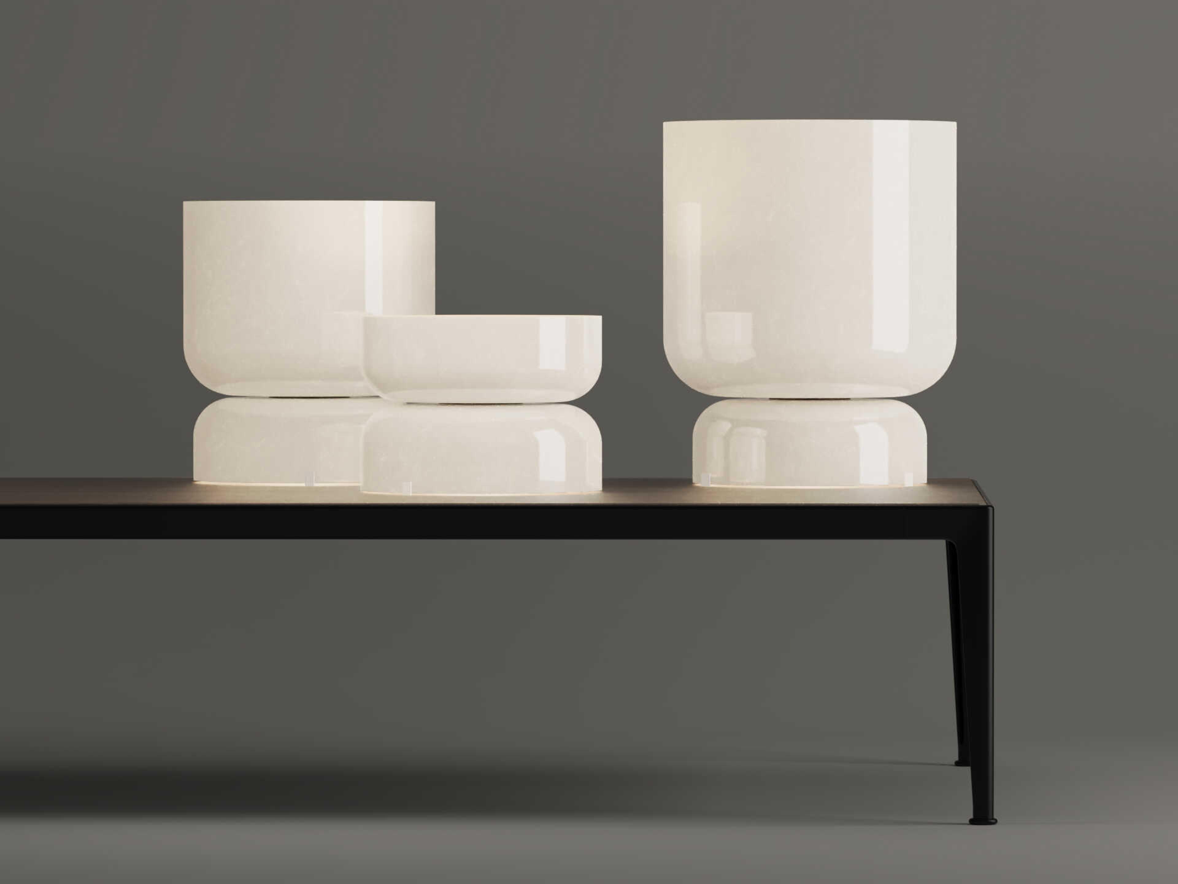 Pablo Totem Opal White Table Lamp