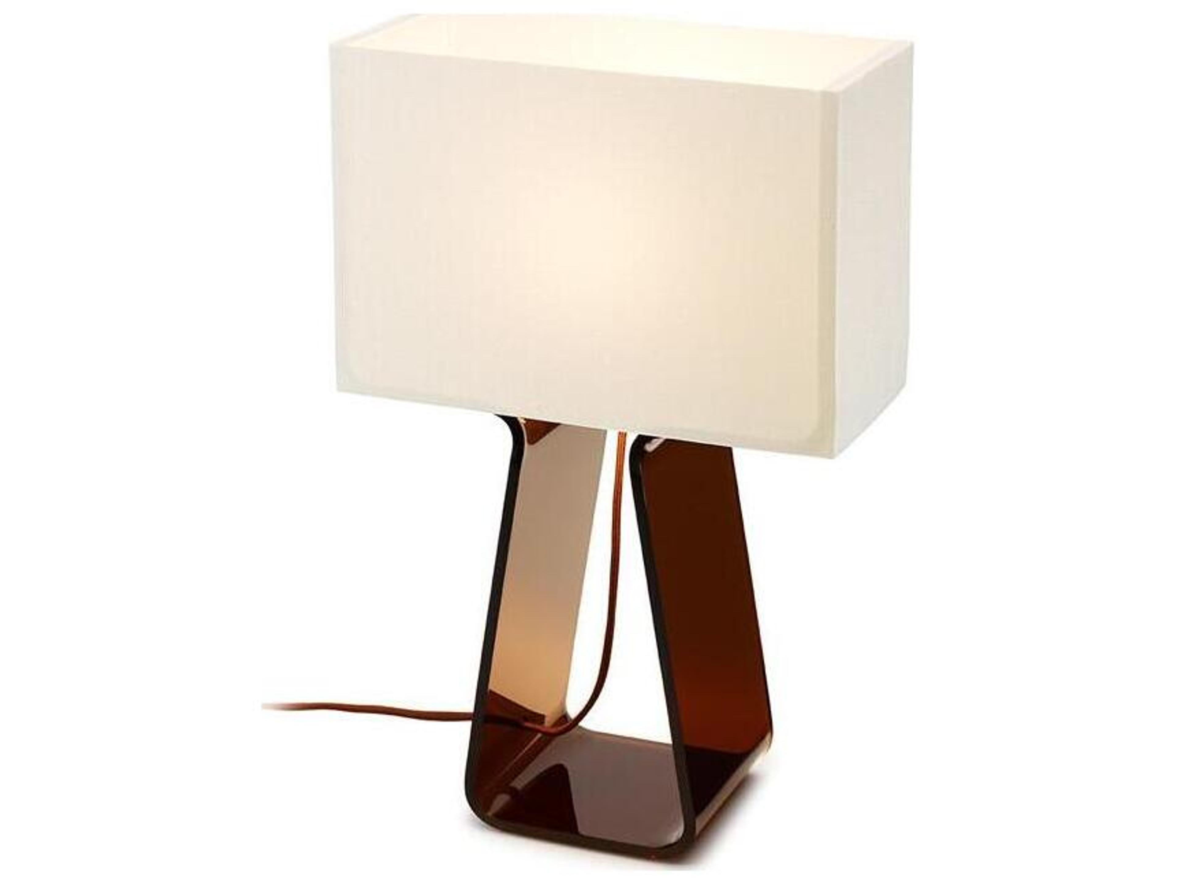 Tube Top White Charcoal Acrylic Brown Table Lamp