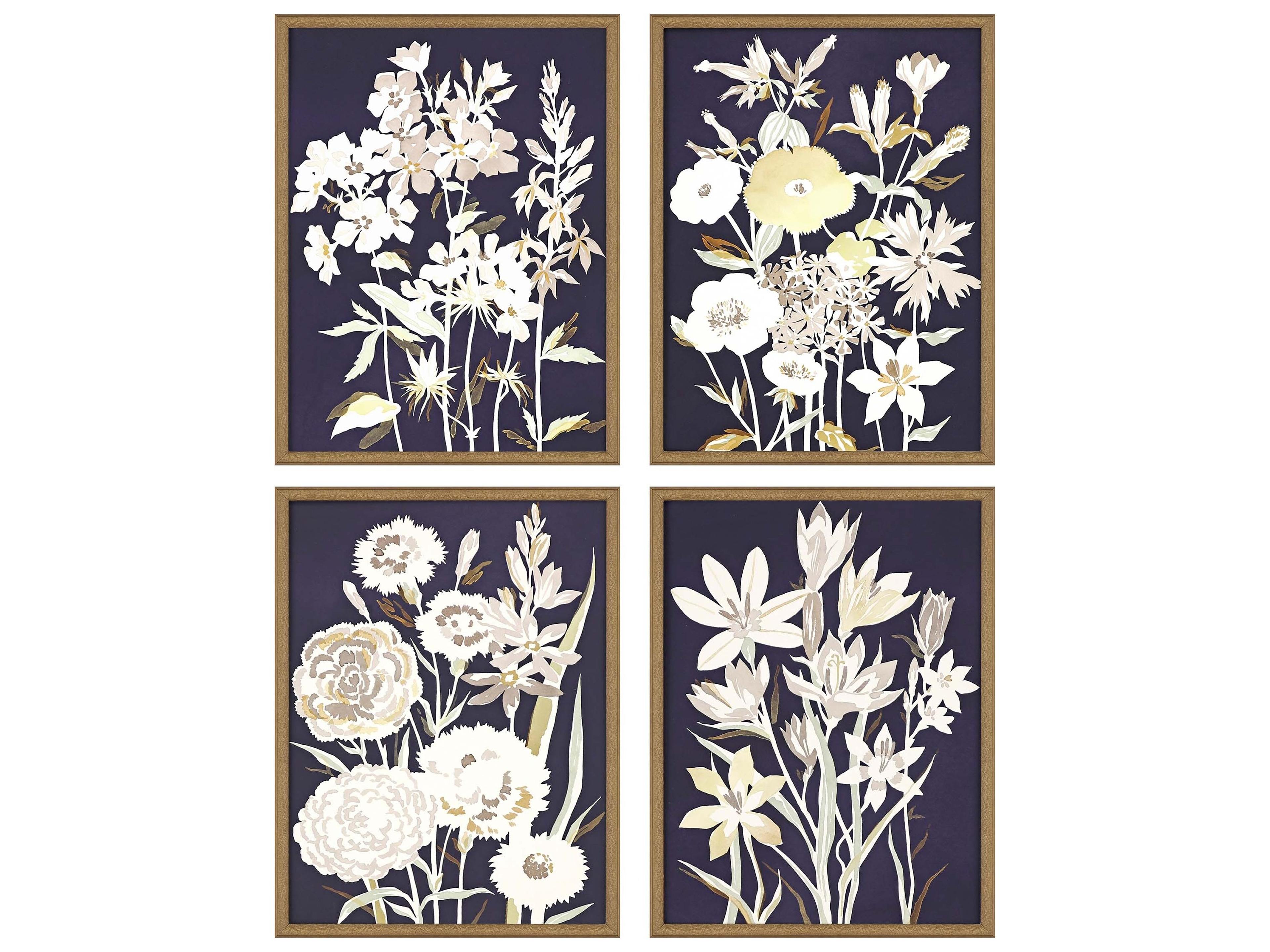 Paragon Florals Midnight Florals Wall Art Set of 4