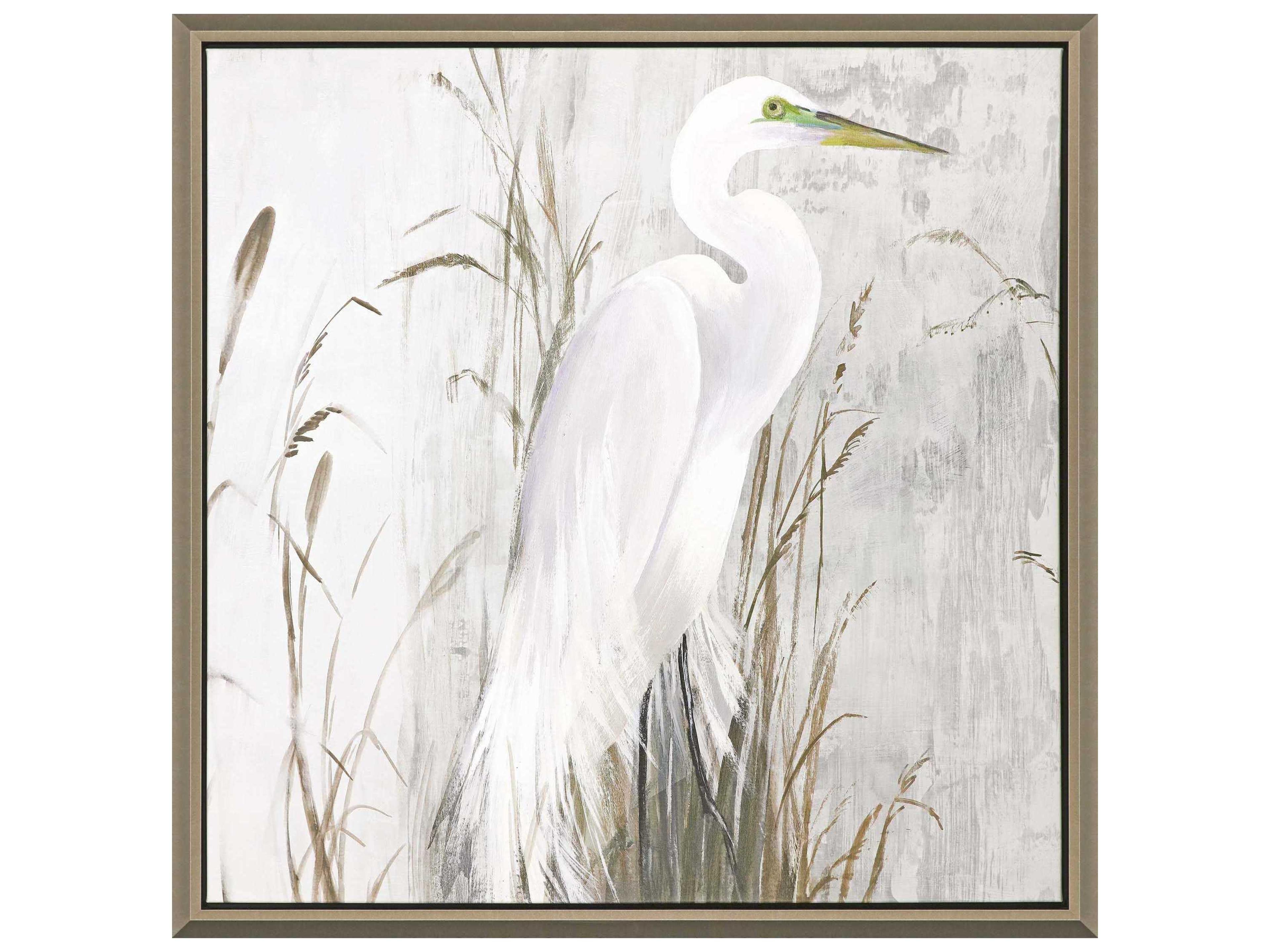 Heron in the Reeds Canvas Wall Art