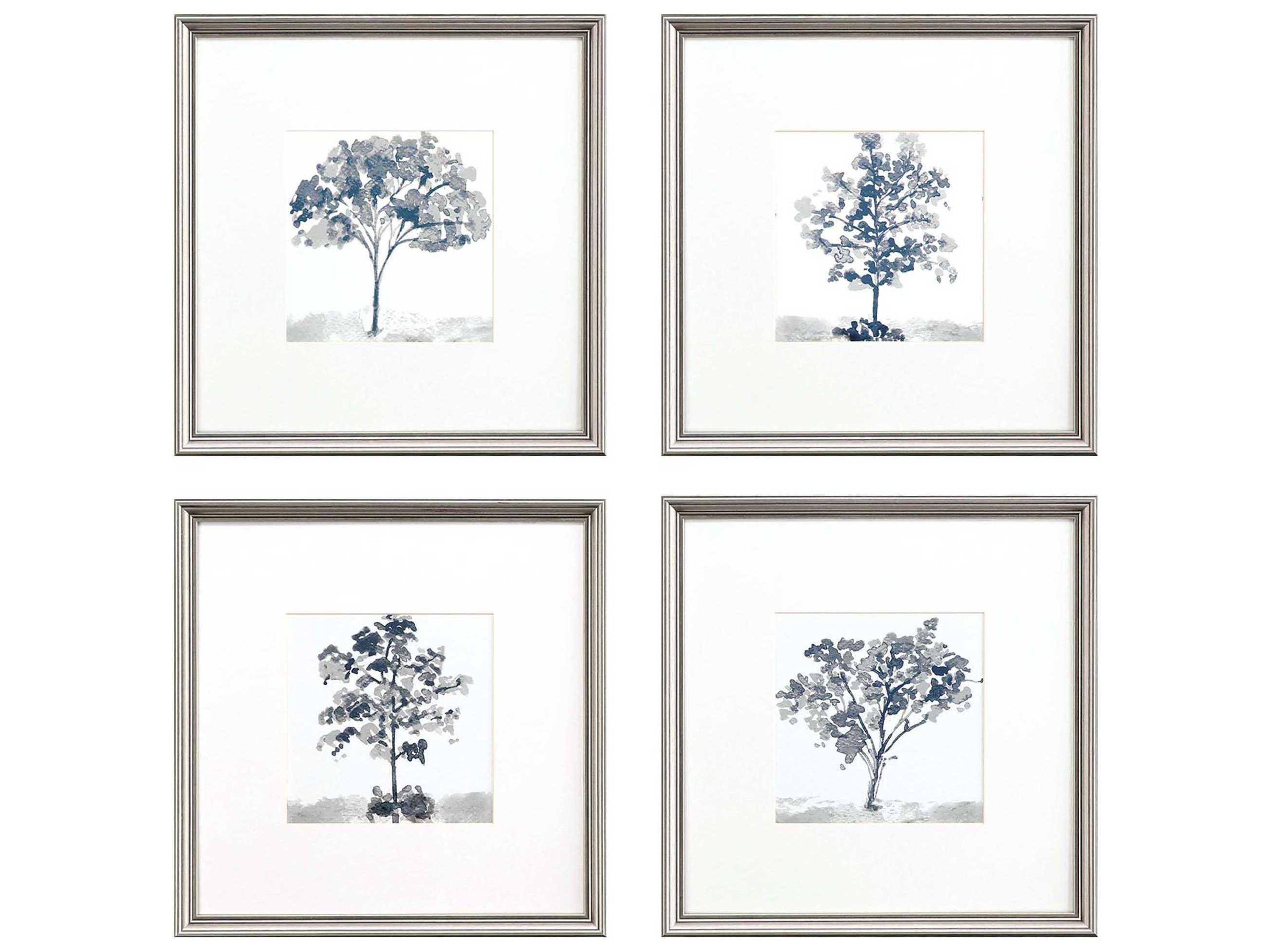 Slate Trees Framed Prints Set of 4