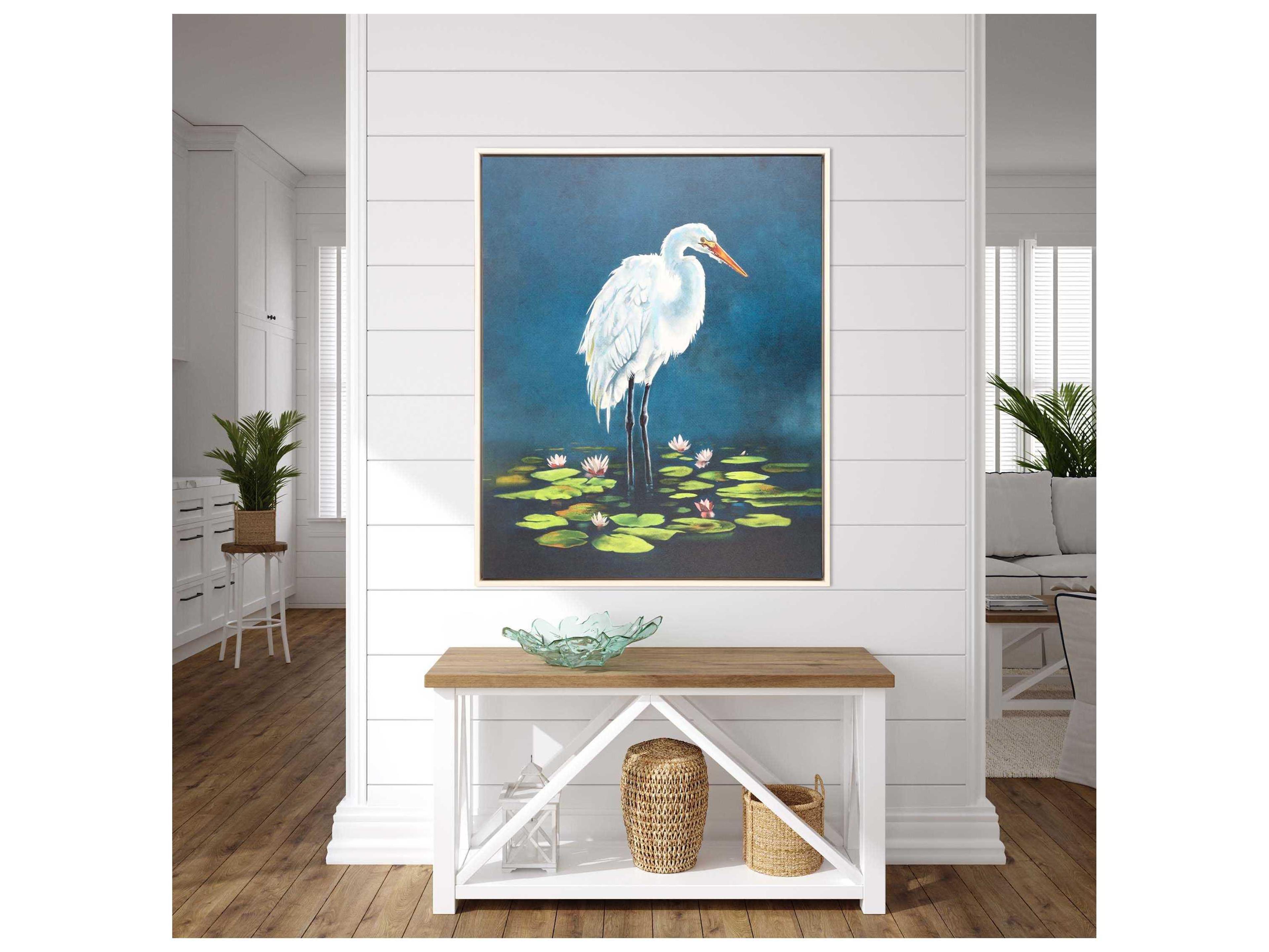 Paragon Egret in Lily Pads Canvas Wall Art