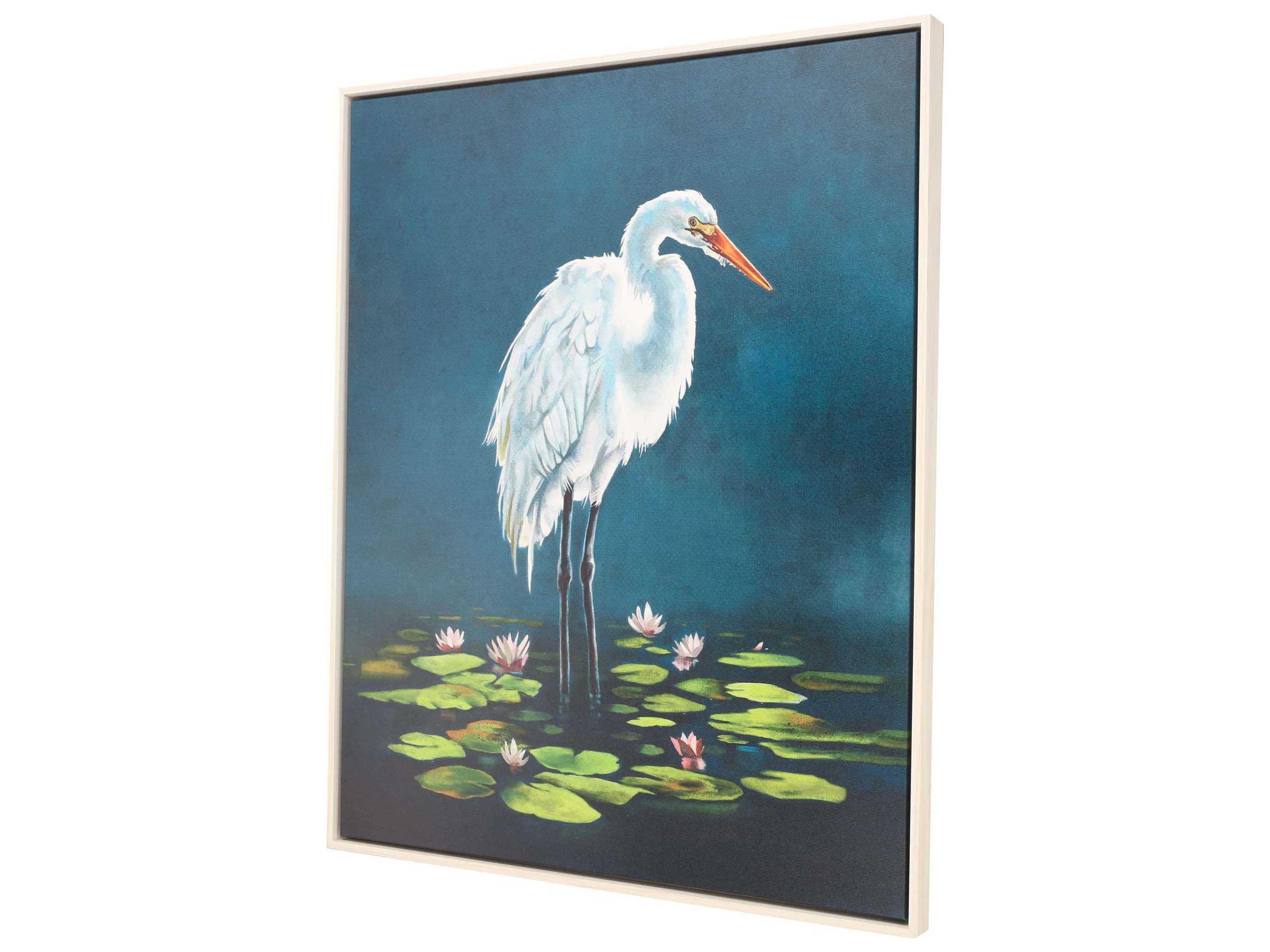 Paragon Egret in Lily Pads Canvas Wall Art