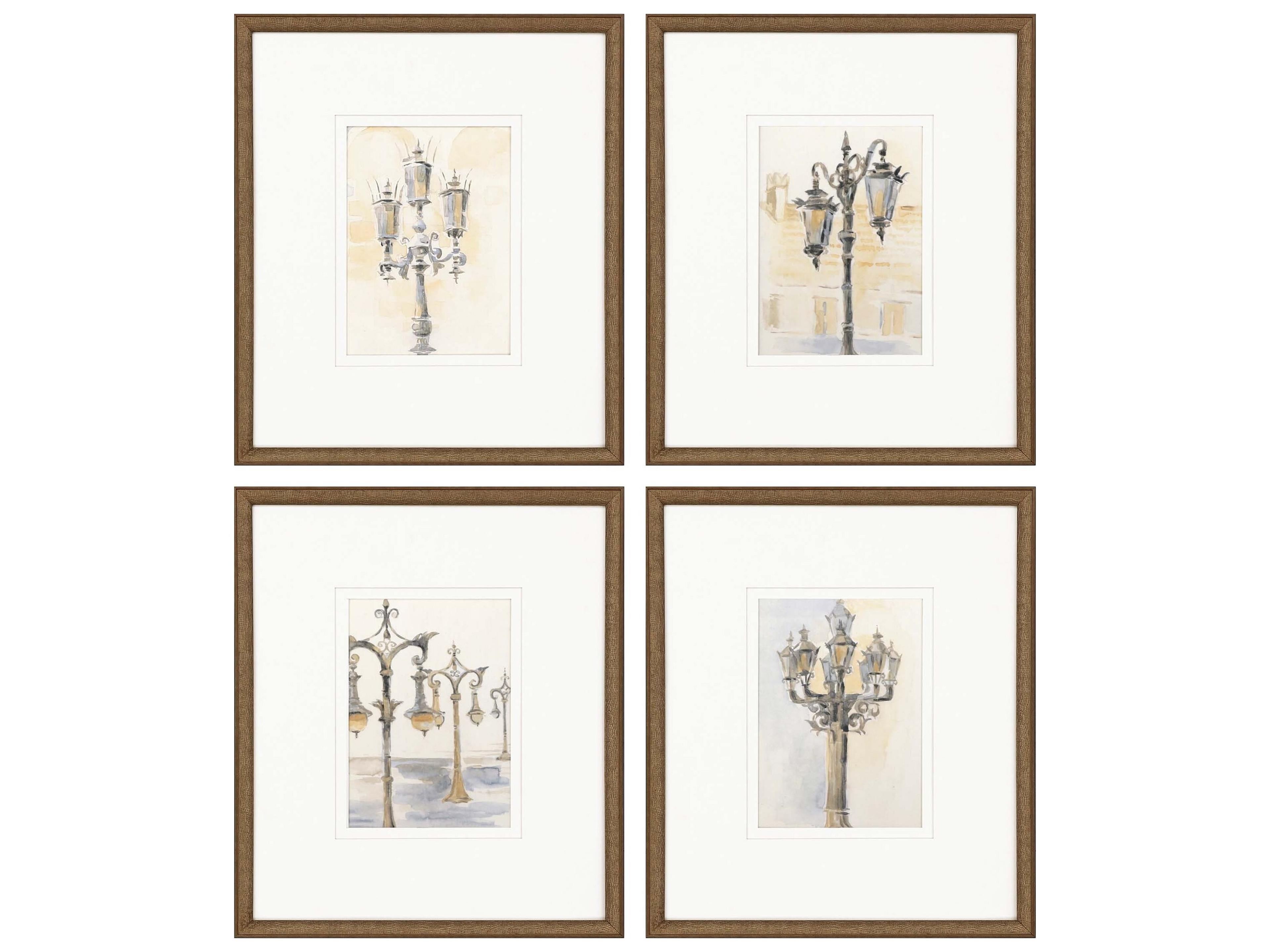 Architectural Light Posts Wall Art Set of 4