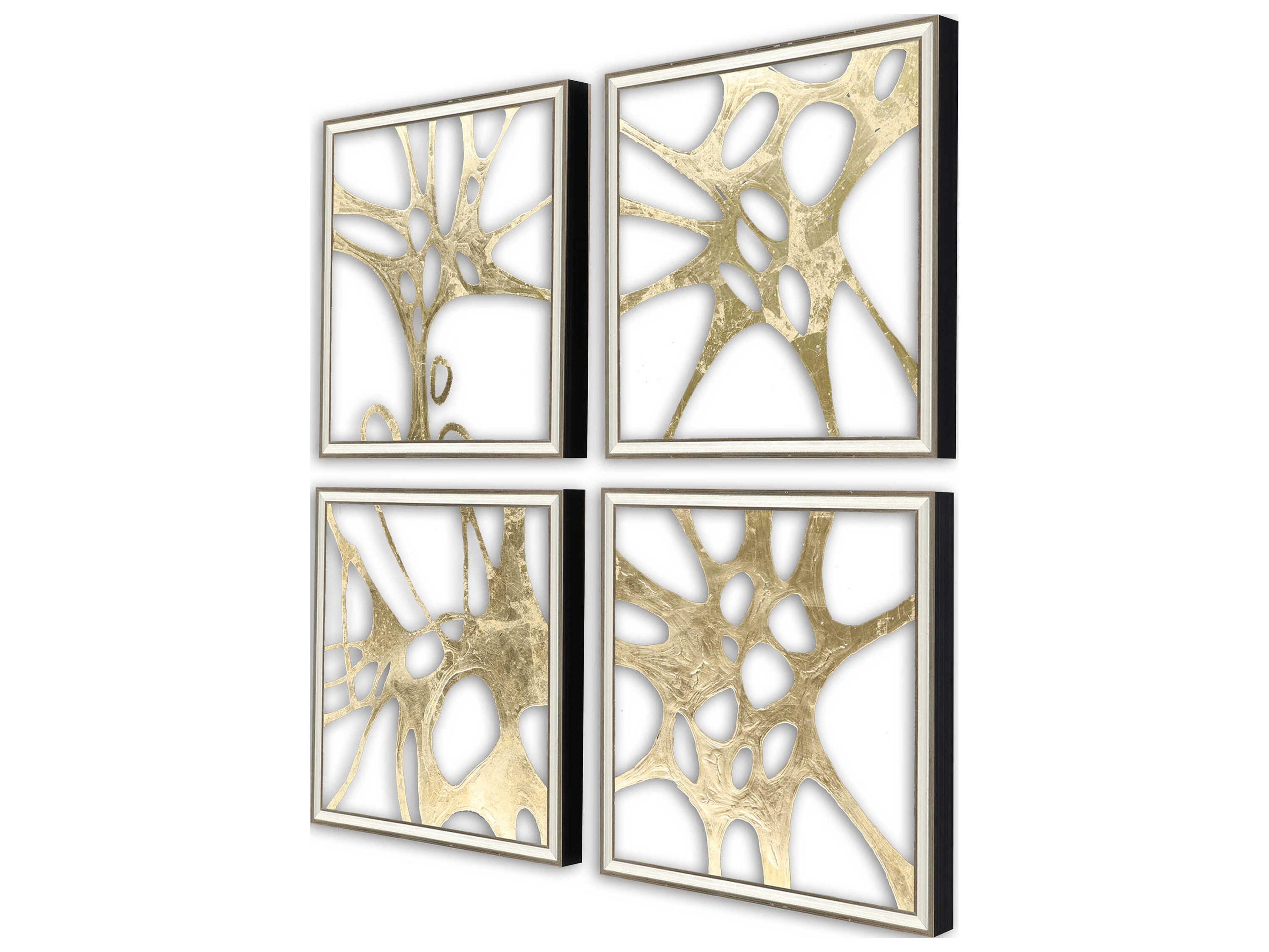 Paragon Geometrics Splash of Gold-I Shadow Box Wall Art Set of 4